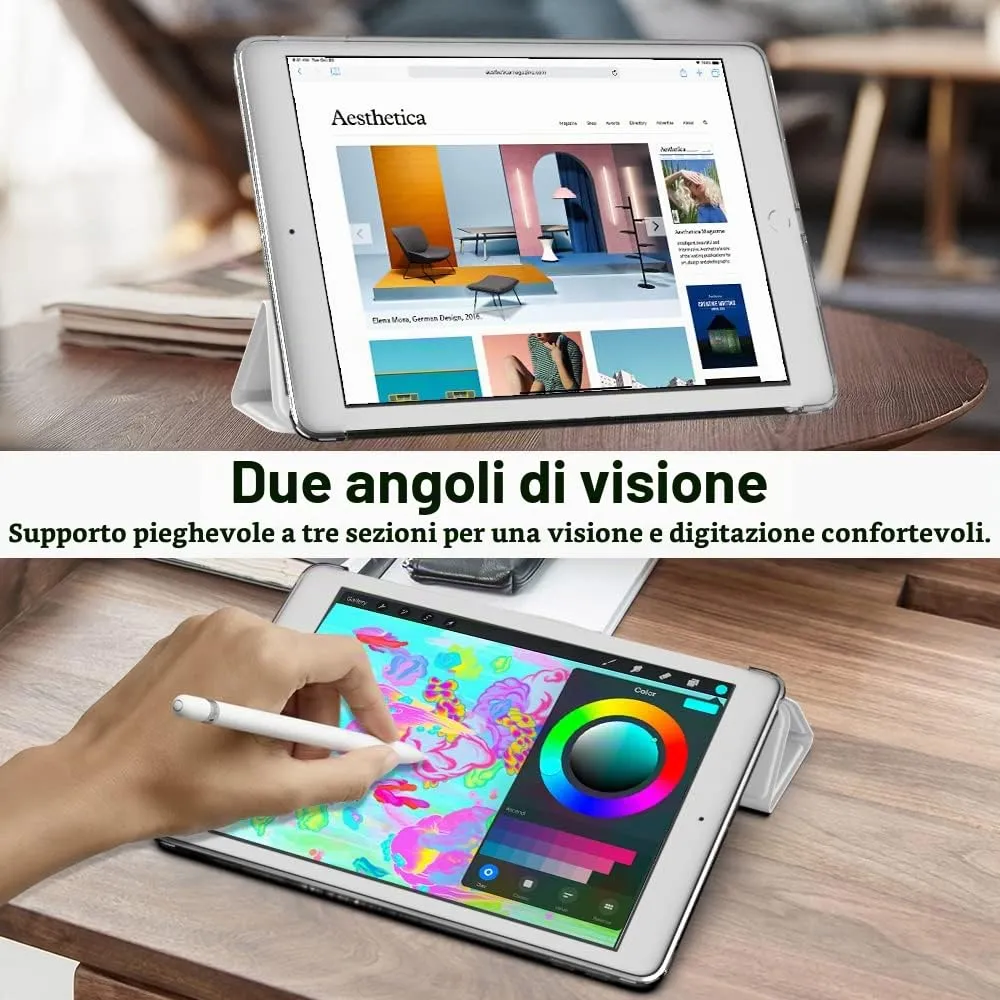 MoKo Cover per iPad 9a/8a/7a Gen 10,2" 2021/2020/2019, Bianco - immagine 5