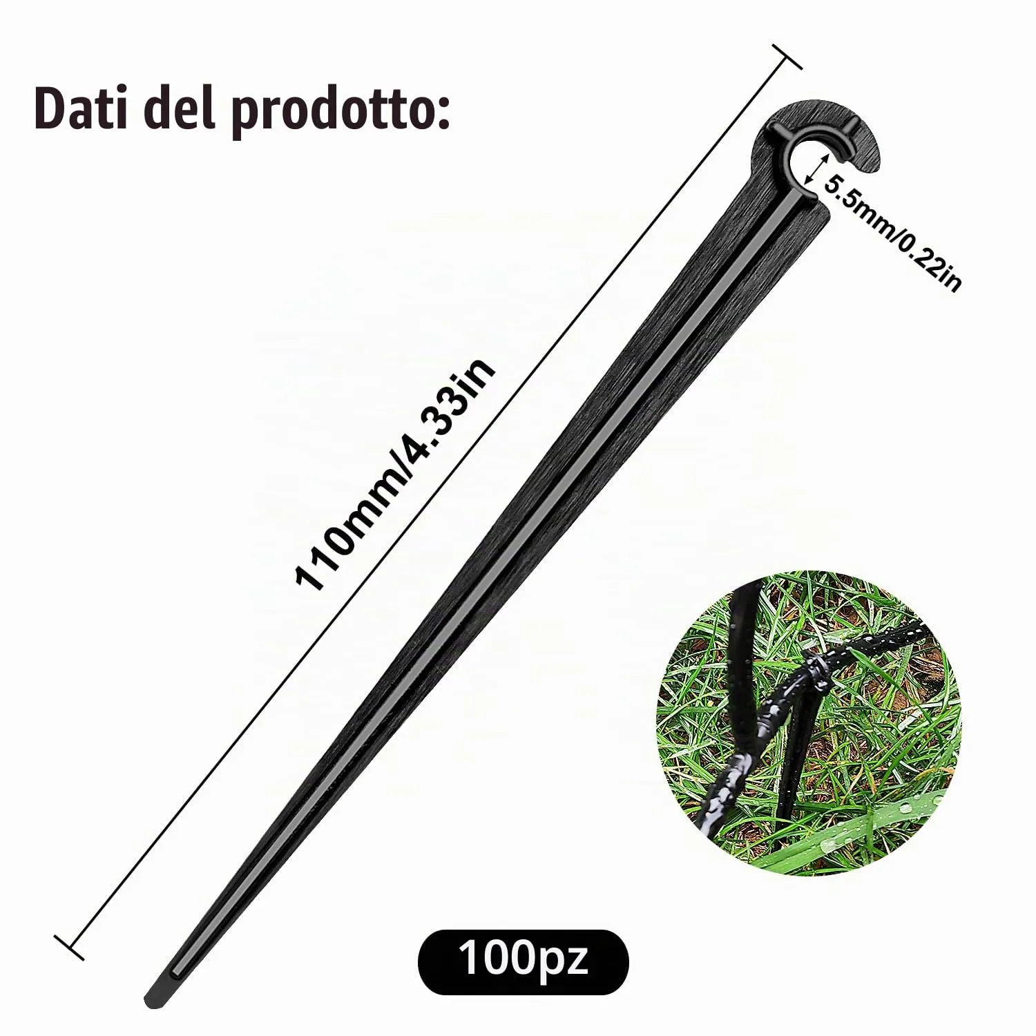 VooGenzek Picchetti di Supporto per Irrigazione a Goccia, 100 Pezzi, per Tubo 4/7mm, Plastica - immagine 2