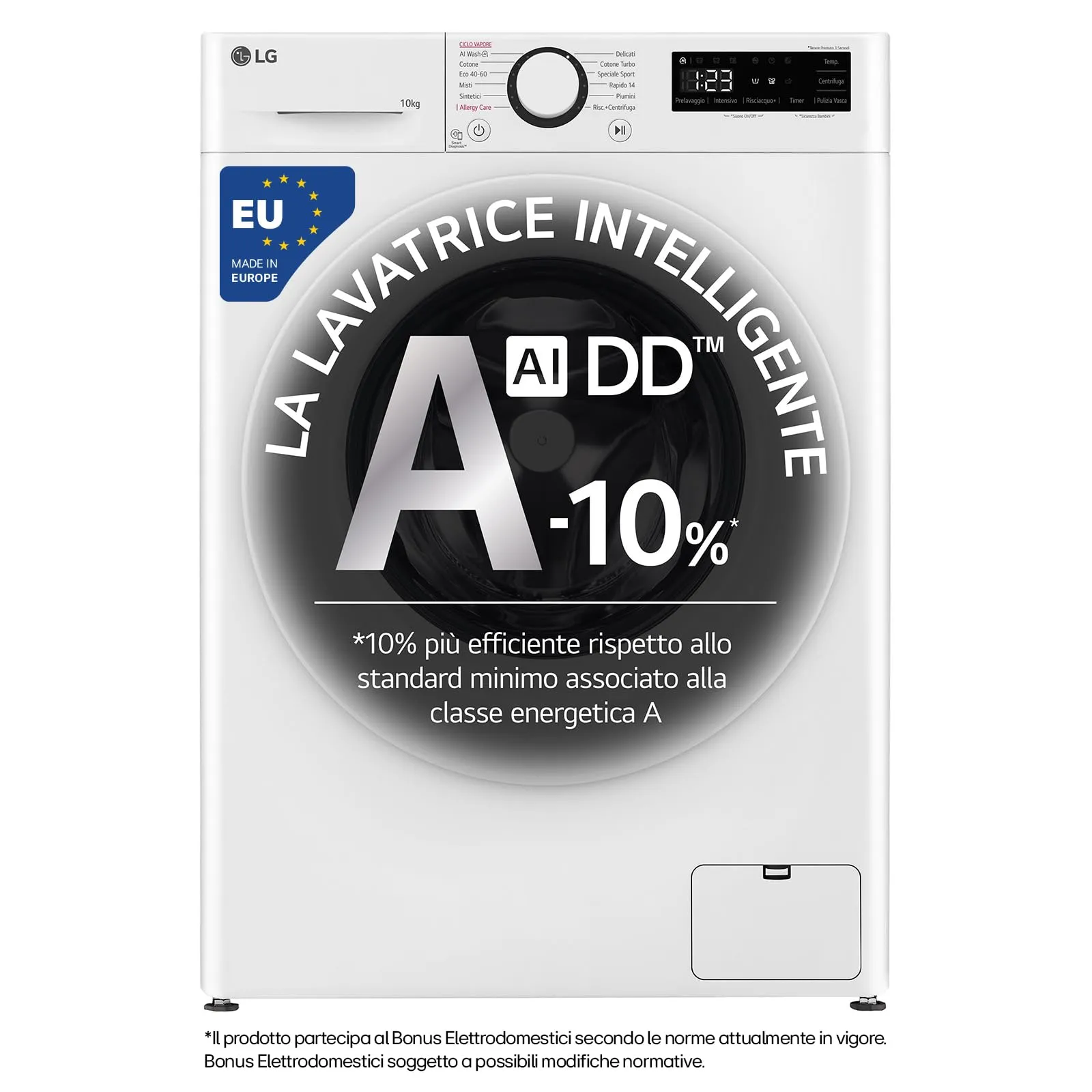 LG F4R3010NSWW Lavatrice 10 kg Serie R3, Classe A-10%, AI DD, Vapore - immagine 1