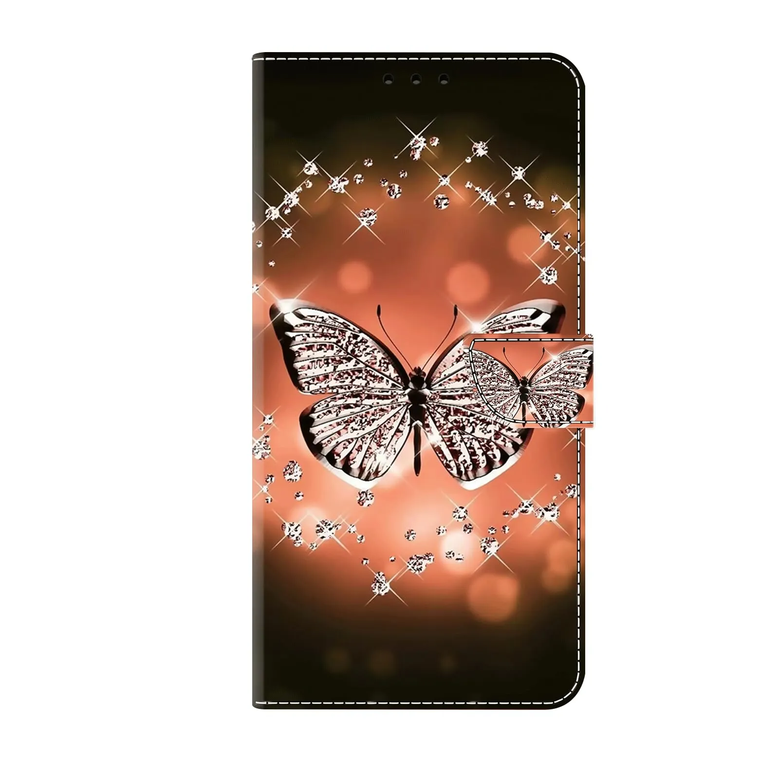 Tivenfezk PU Leather Wallet Case for Samsung Galaxy A71, Silver Butterfly Painted Magnetic Cover with Card Slots - immagine 1