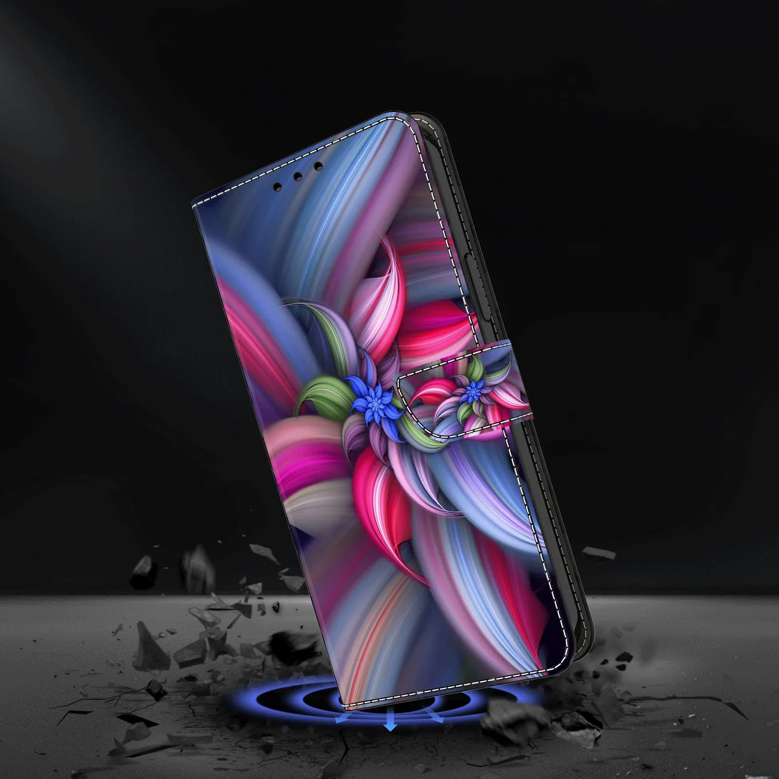 Tivenfezk Nadoli PU Leather Wallet Case for Samsung Galaxy A54 5G, Flower Painted Magnetic Protective Cover with Card Holder - immagine 2