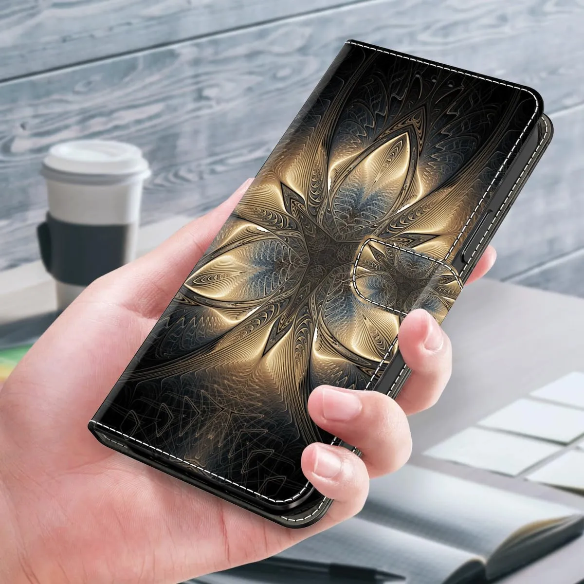 Tivenfezk PU Leather Wallet Case for Samsung Galaxy A23 4G/5G, Totem Fiore Flower Design with Card Holder and Magnetic Closure - immagine 4
