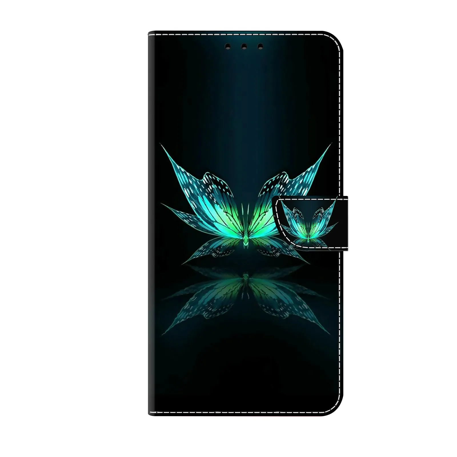 Tivenfezk Nadoli Custodia in Pelle PU per Samsung Galaxy A54 5G, Verde Farfalla, Portafoglio Magnetico con Porta Carte - immagine 1