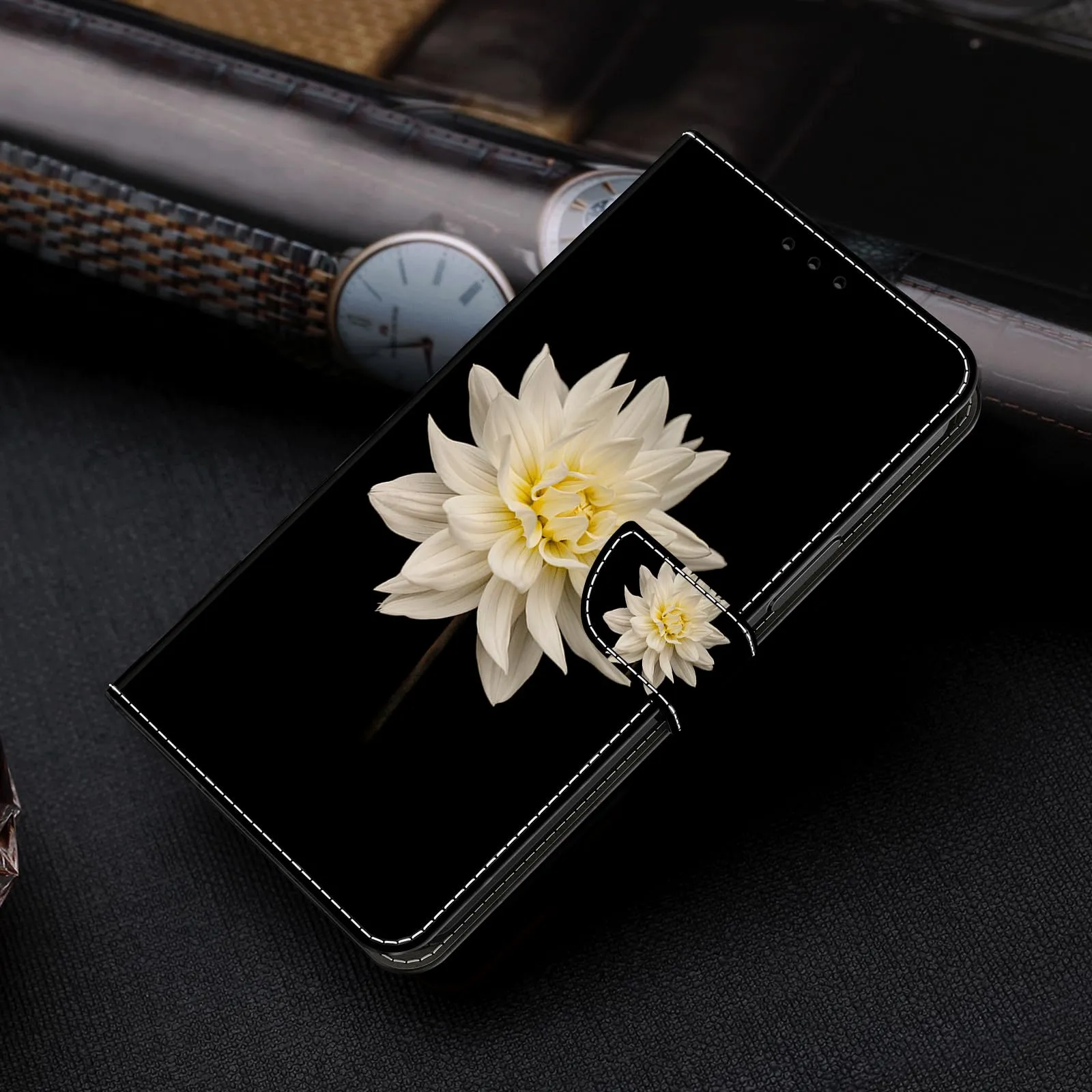 Tivenfezk PU Leather Wallet Case for Samsung Galaxy A13 4G - White Flower - immagine 3