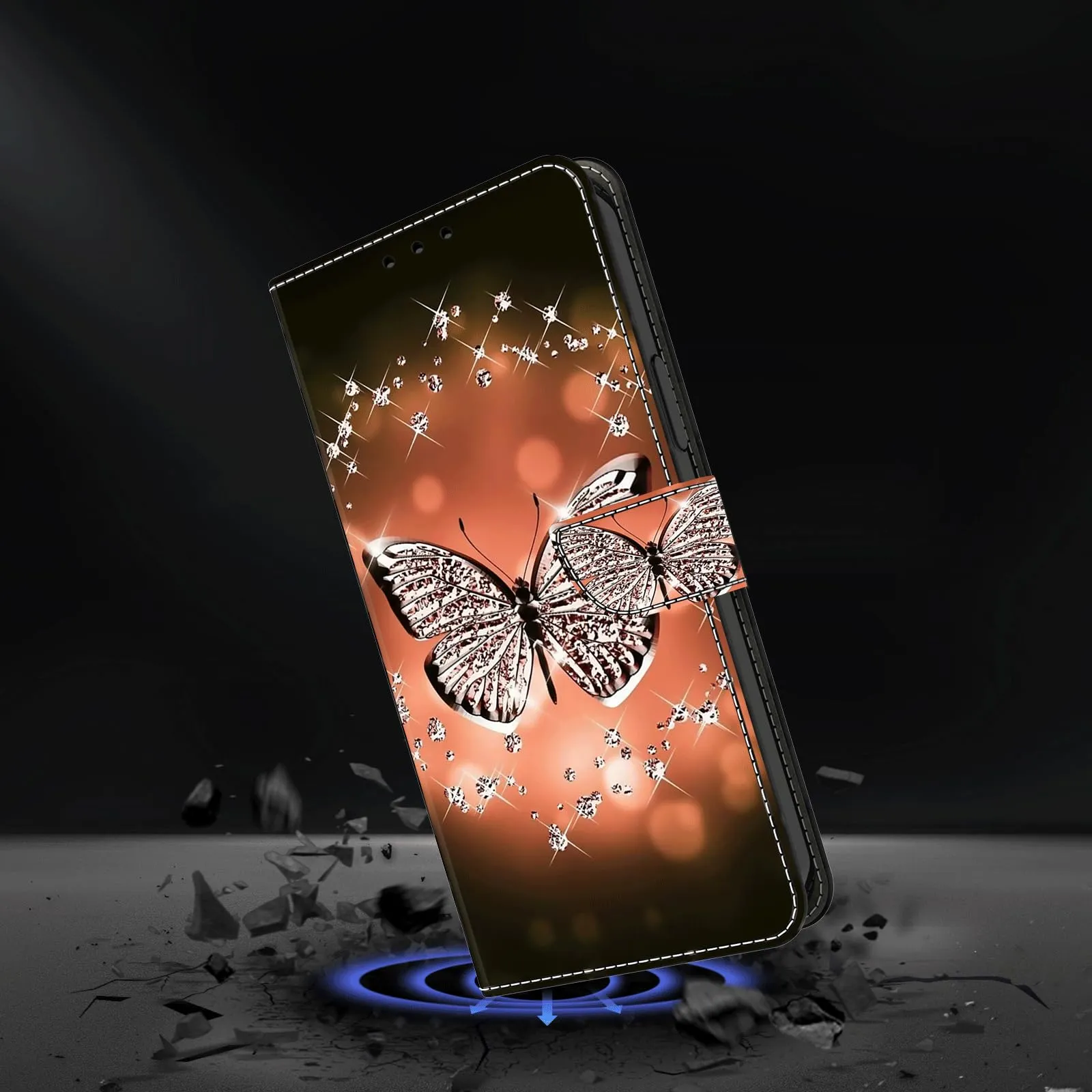 Tivenfezk PU Leather Wallet Case for Samsung Galaxy A52 4G/5G/A52S, Argento Farfalla - immagine 2