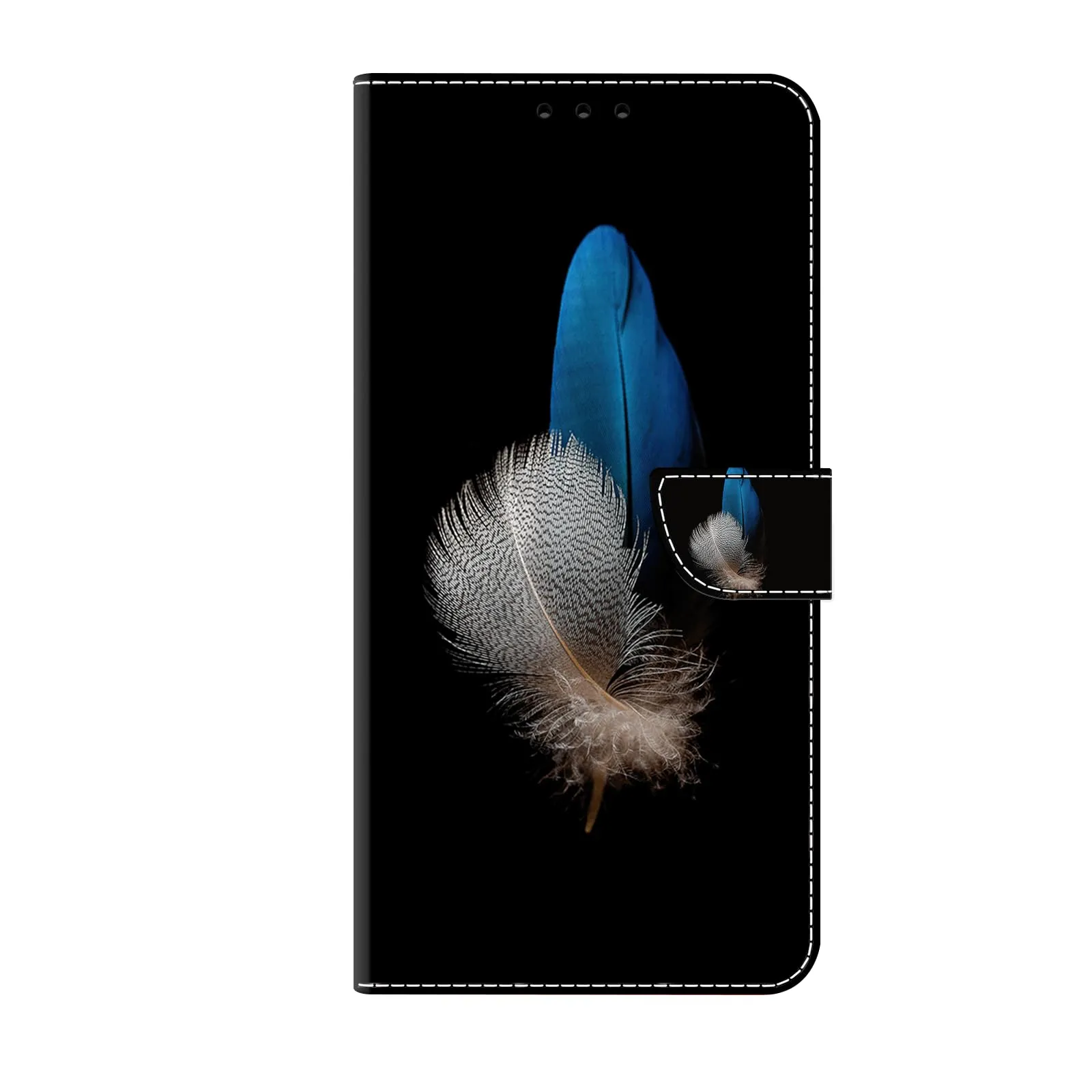 Tivenfezk Custodia in Pelle PU per Samsung Galaxy A21S, Portafoglio con Porta Carte e Chiusura Magnetica, Blu Bianco Piuma - immagine 1