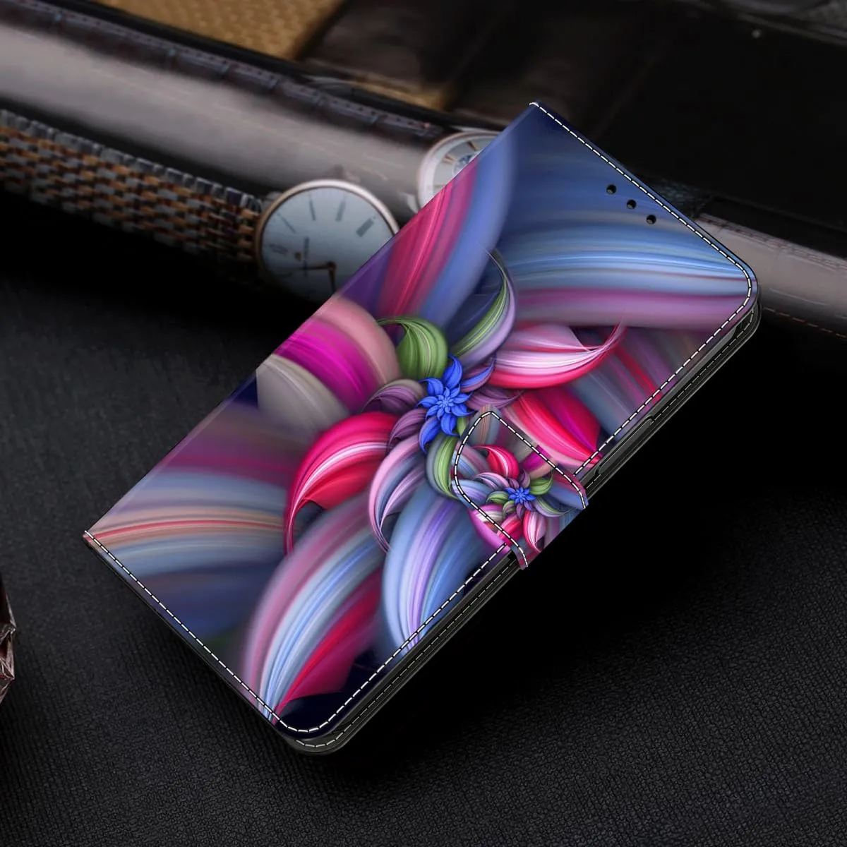Tivenfezk PU Leather Wallet Case for Samsung Galaxy A32 5G, Floral Design with Card Holder and Magnetic Closure - immagine 3