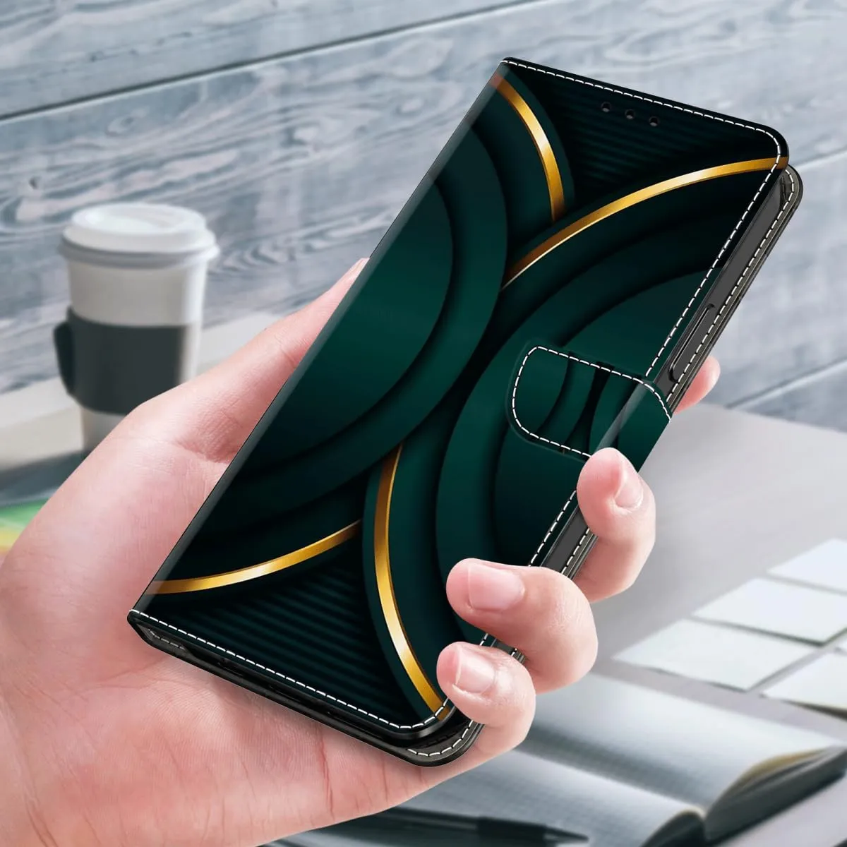 Tivenfezk PU Leather Wallet Case for Samsung Galaxy A23 4G/5G, Green Gold - immagine 4