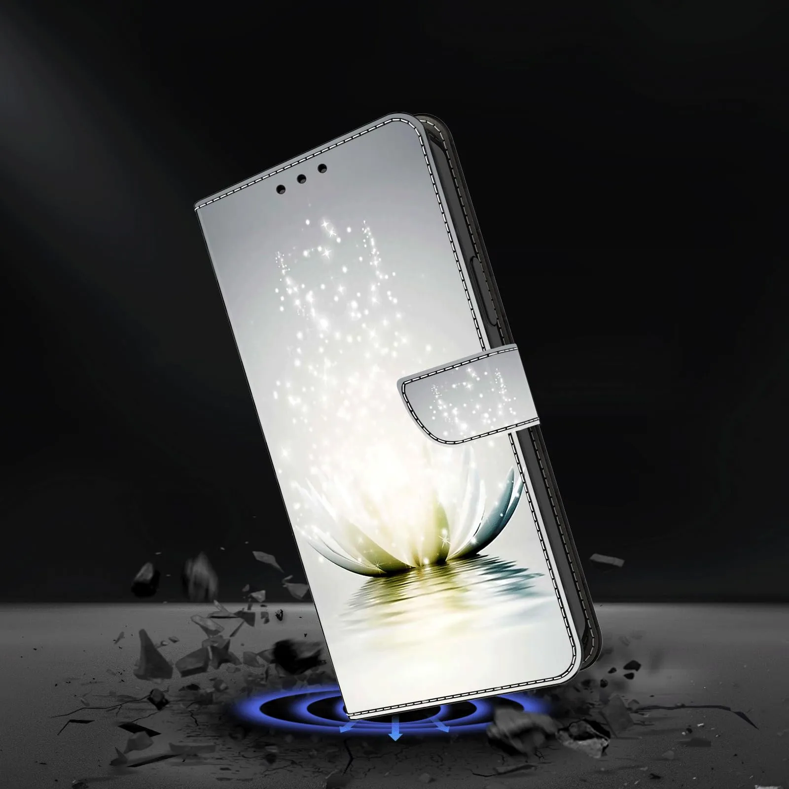 Tivenfezk Custodia in Pelle PU per Samsung Galaxy A21S, Portafoglio Magnetico con Porta Carte, Bianco Loto - immagine 4