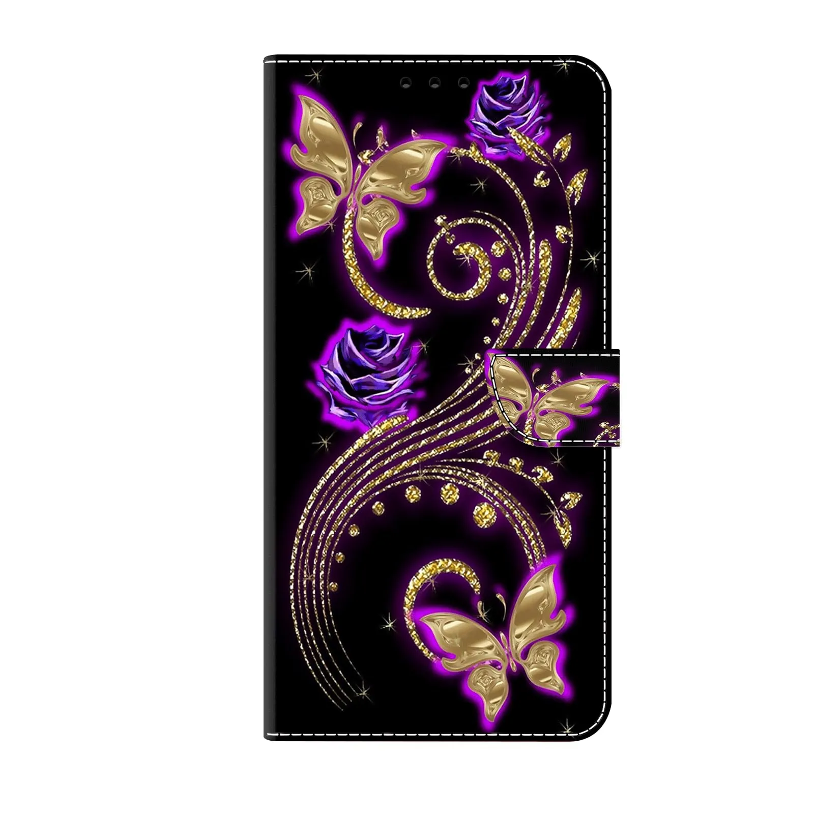 Tivenfezk PU Leather Wallet Case for Samsung Galaxy A12 5G/4G, Purple Flower Butterfly Design with Card Holder and Magnetic Closure - immagine 1