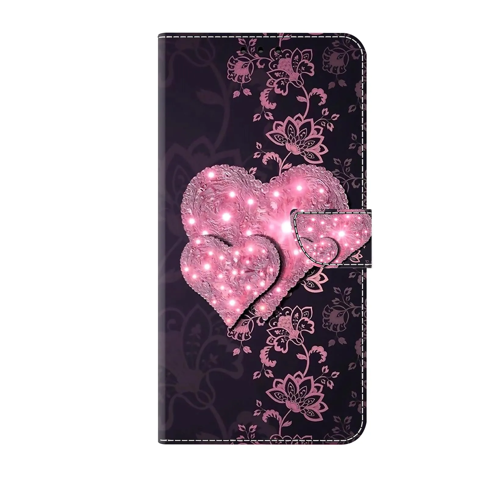 Tivenfezk Custodia in Pelle PU per Samsung Galaxy A32 5G, Portafoglio Magnetico Rosa Cuore - immagine 1