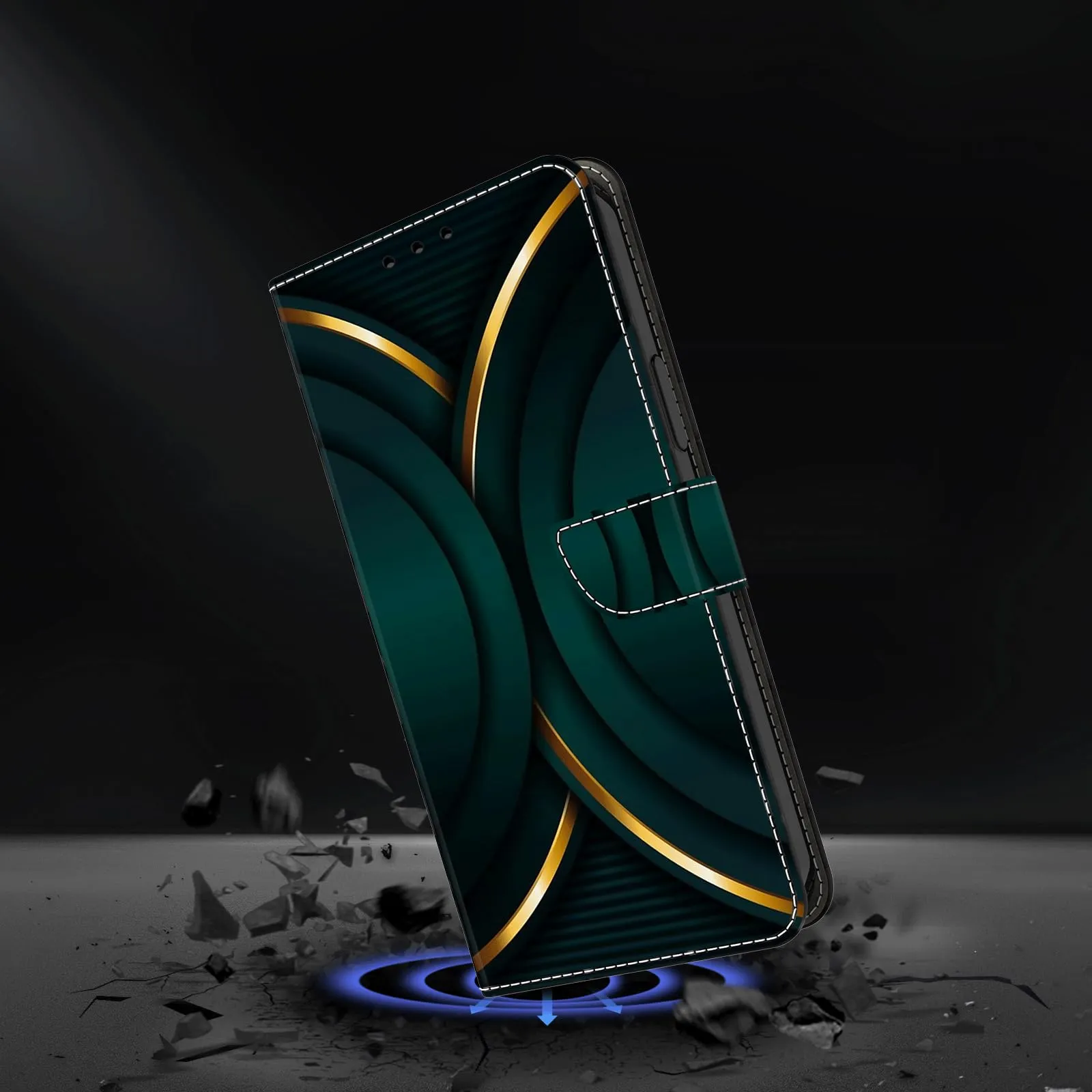 Tivenfezk Nadoli Custodia PU Pelle per Samsung Galaxy A13 4G,Carino Colorato Dipinto Verde Oro Porta Carte Magnetico Portafoglio Protettiva Cover - immagine 2