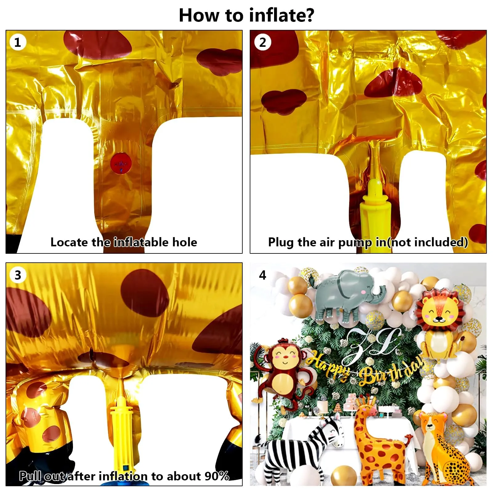 6 Pezzi Jungle Safari Palloncini,Palloncinis Animali Della Giungla - immagine 3
