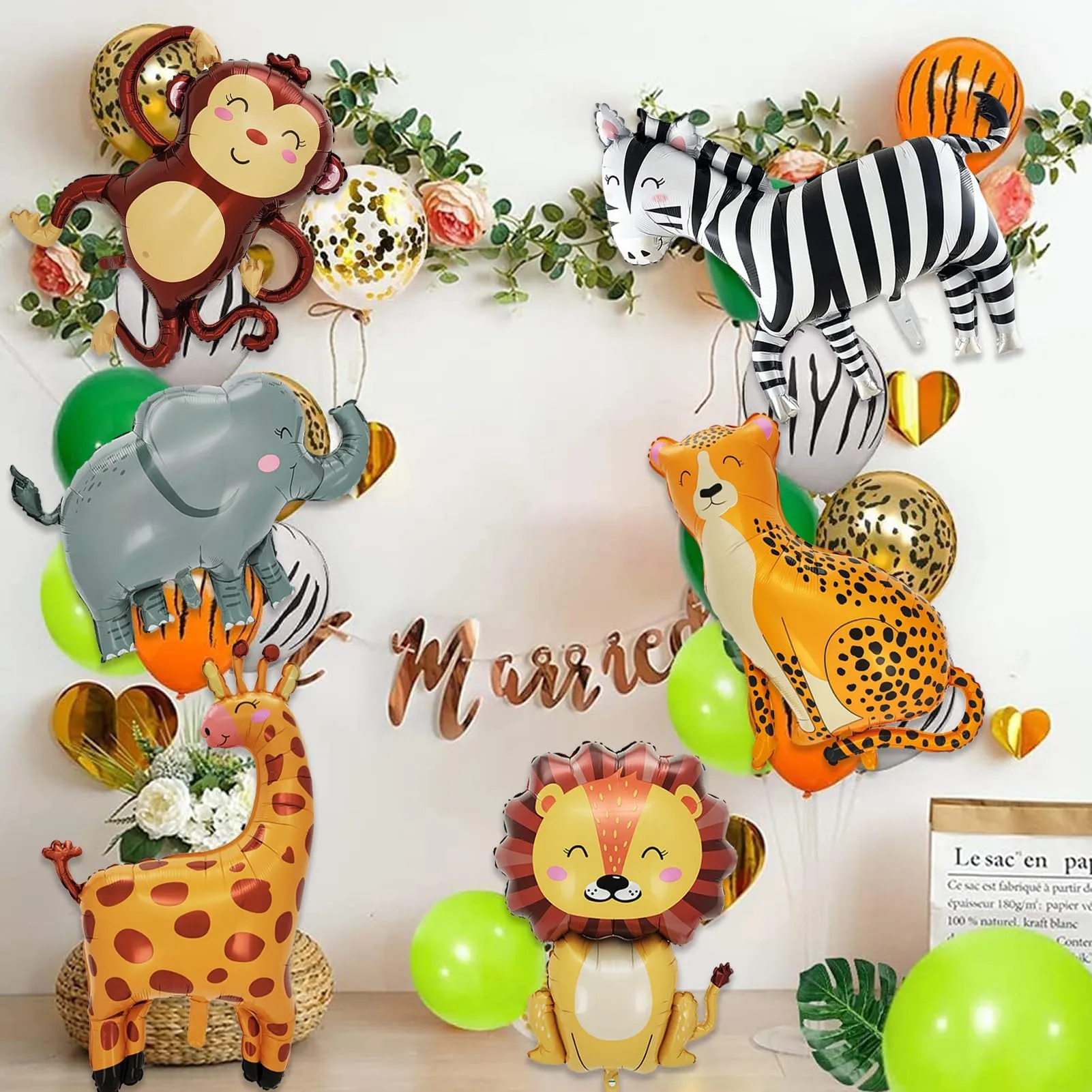6 Pezzi Jungle Safari Palloncini,Palloncinis Animali Della Giungla - immagine 4