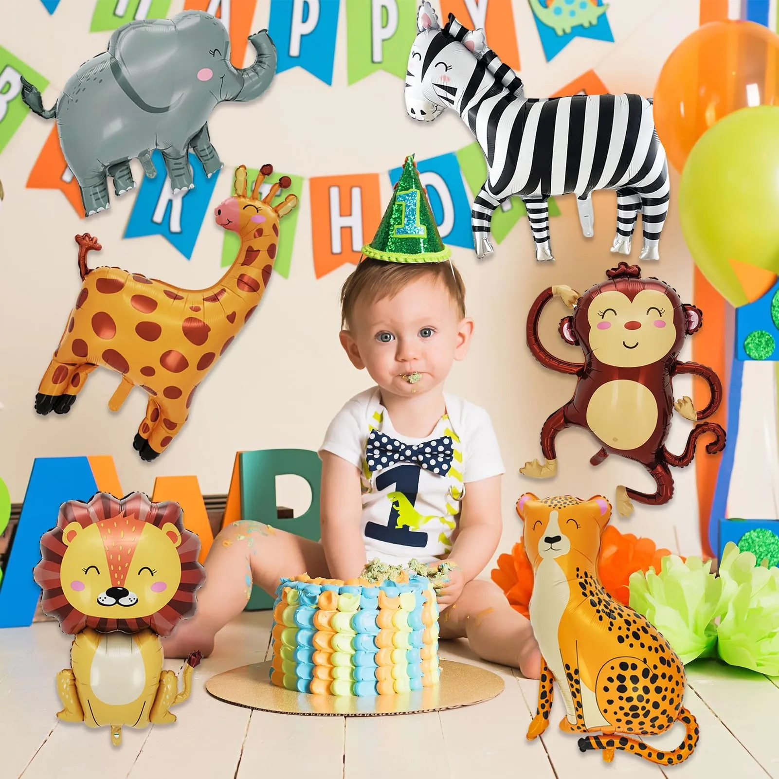 6 Pezzi Jungle Safari Palloncini,Palloncinis Animali Della Giungla - immagine 6
