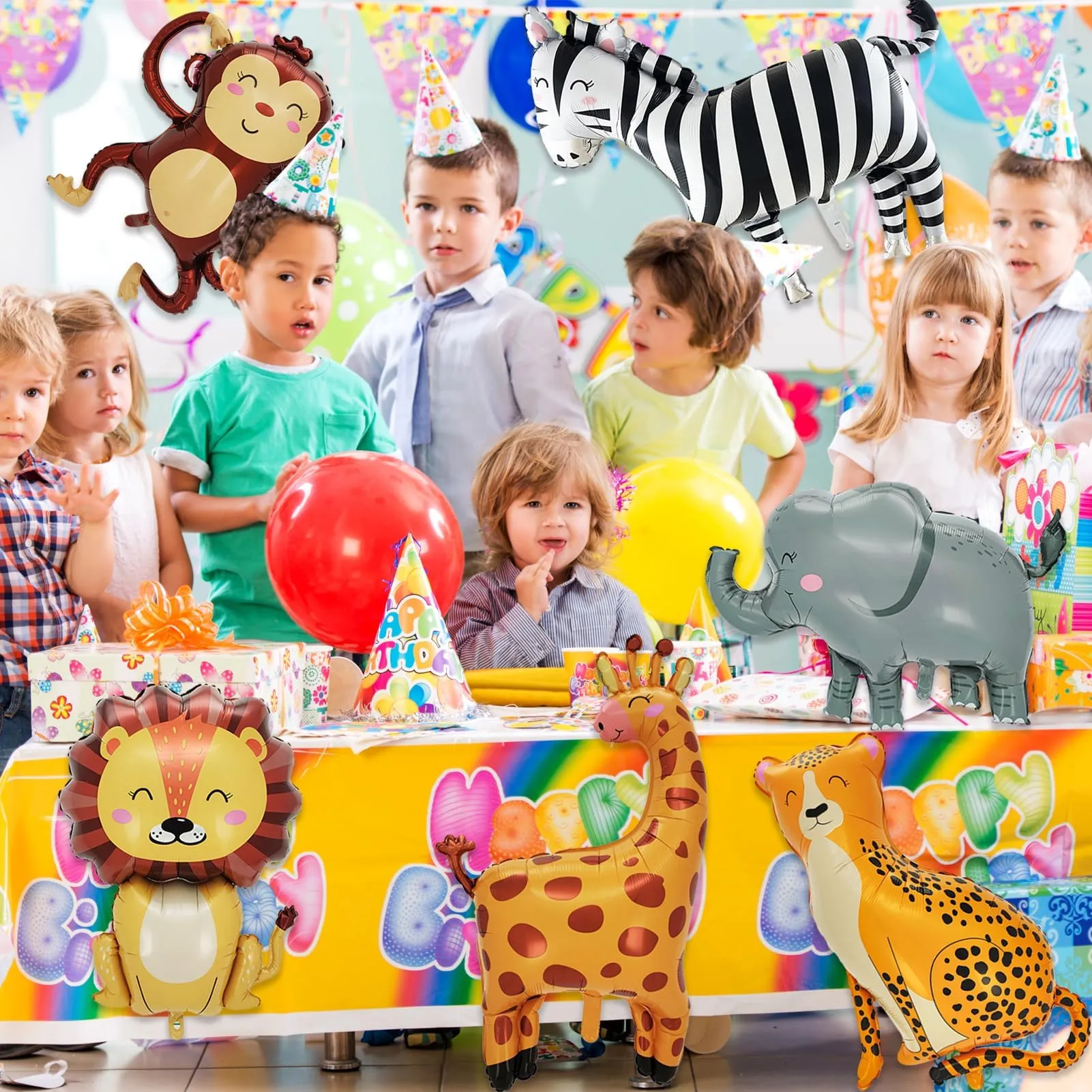 6 Pezzi Jungle Safari Palloncini,Palloncinis Animali Della Giungla - immagine 7