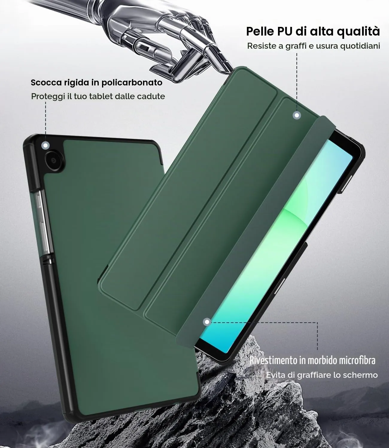 TiMOVO Cover per Samsung Galaxy Tab A11/A9 8,7 Pollici, Verde notte - immagine 4