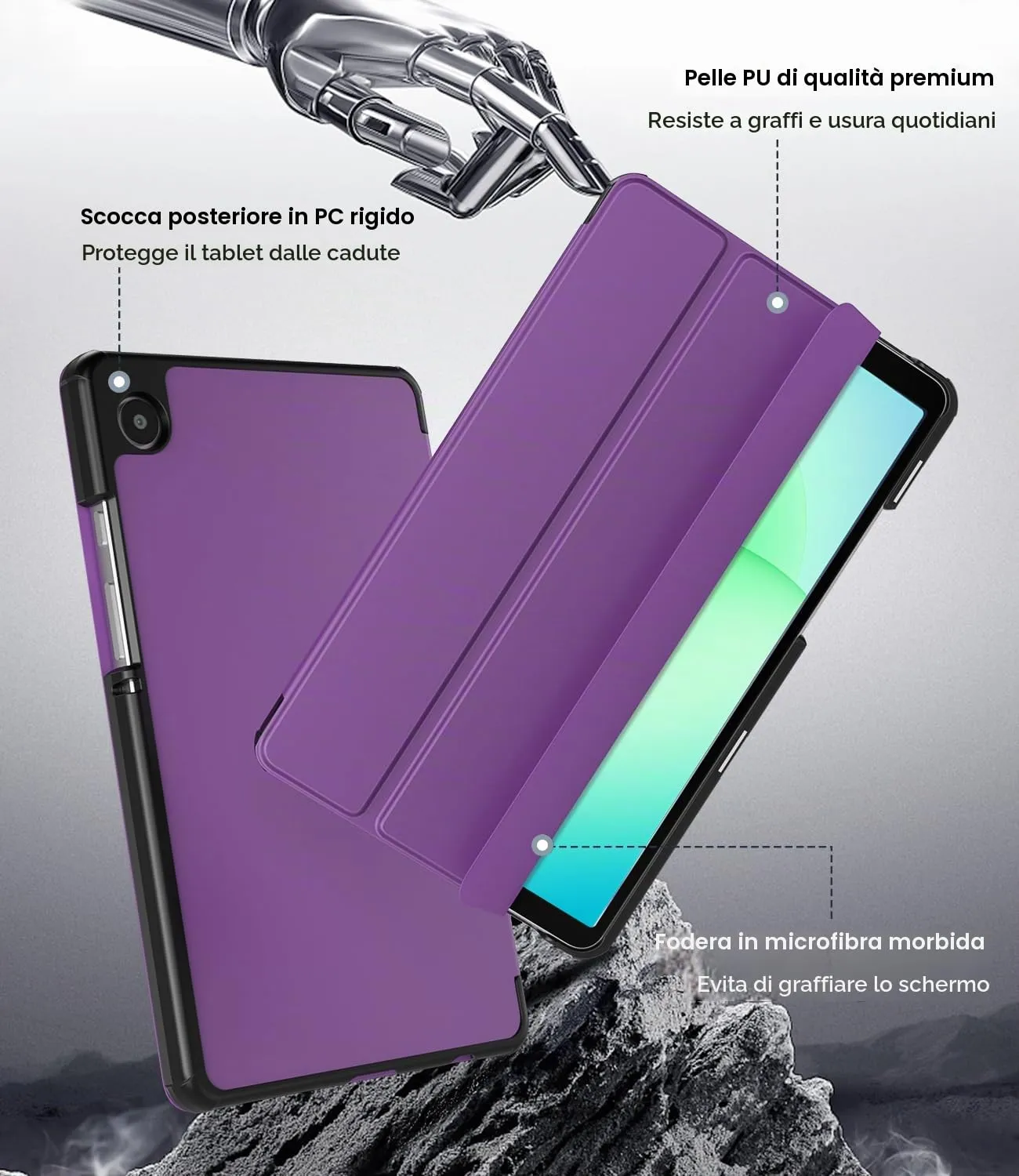TiMOVO Cover per Samsung Galaxy Tab A11/A9 8,7 Pollici, Viola Scuro - immagine 4