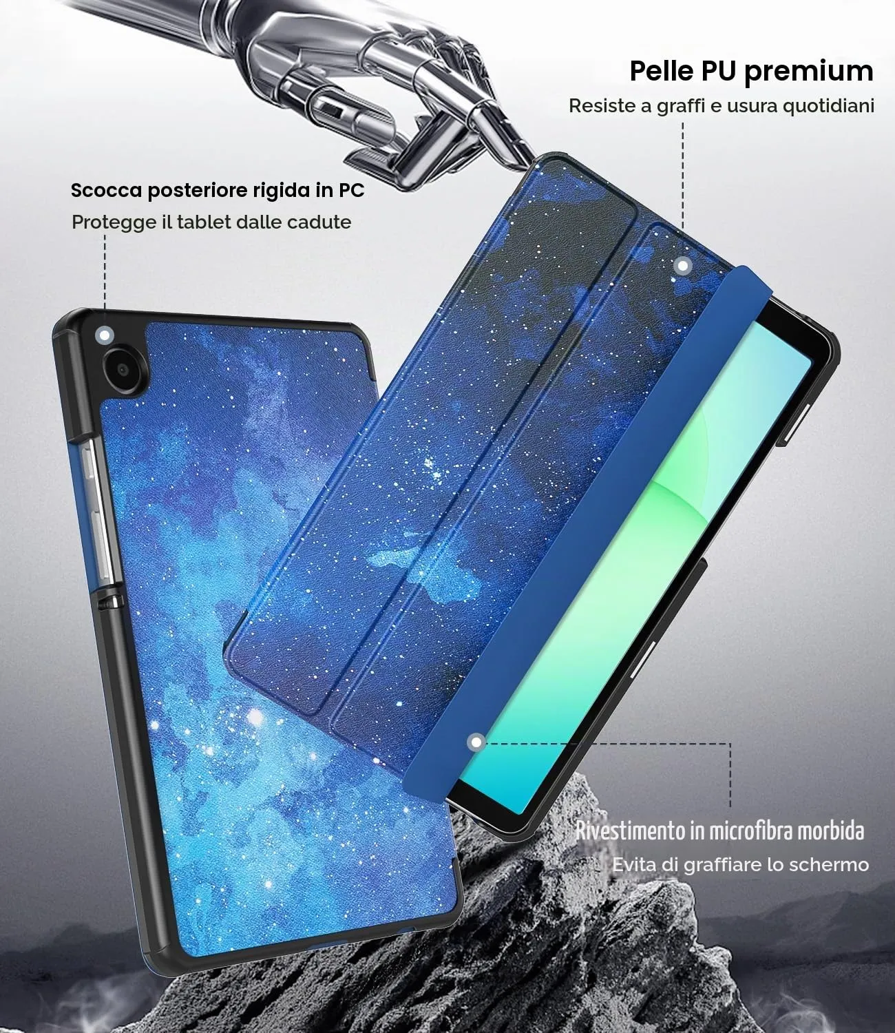 TiMOVO Cover per Samsung Galaxy Tab A11/A9 8,7 Pollici, Cielo Stellato Blu - immagine 4