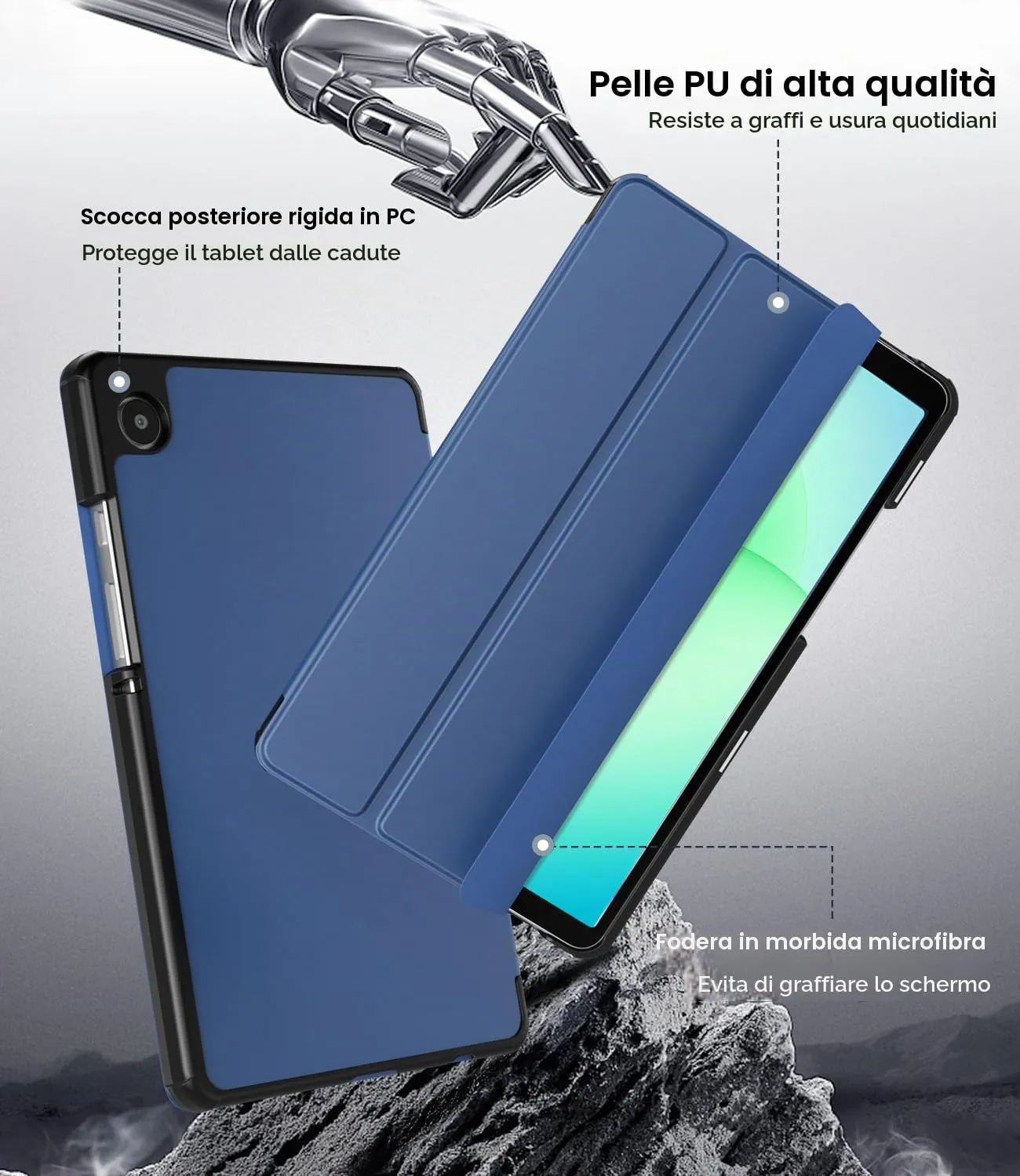 TiMOVO Cover per Samsung Galaxy Tab A11/A9 8,7 Pollici, Blu Marino - immagine 4