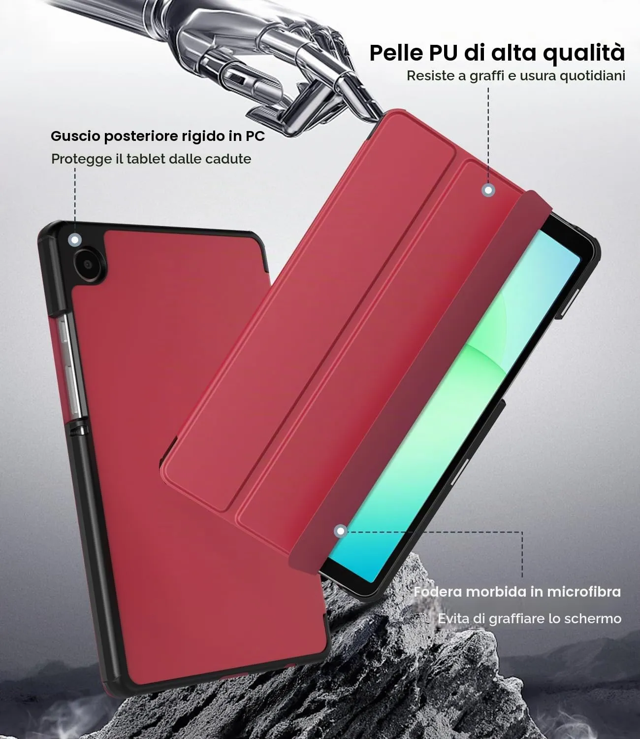 TiMOVO Cover per Samsung Galaxy Tab A11/A9 8,7 Pollici, Vino Rosso - immagine 4