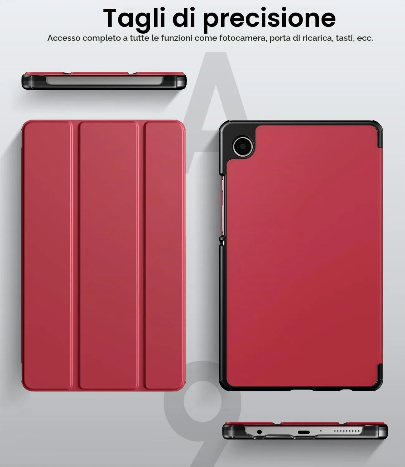 TiMOVO Cover per Samsung Galaxy Tab A11/A9 8,7 Pollici, Vino Rosso - immagine 6