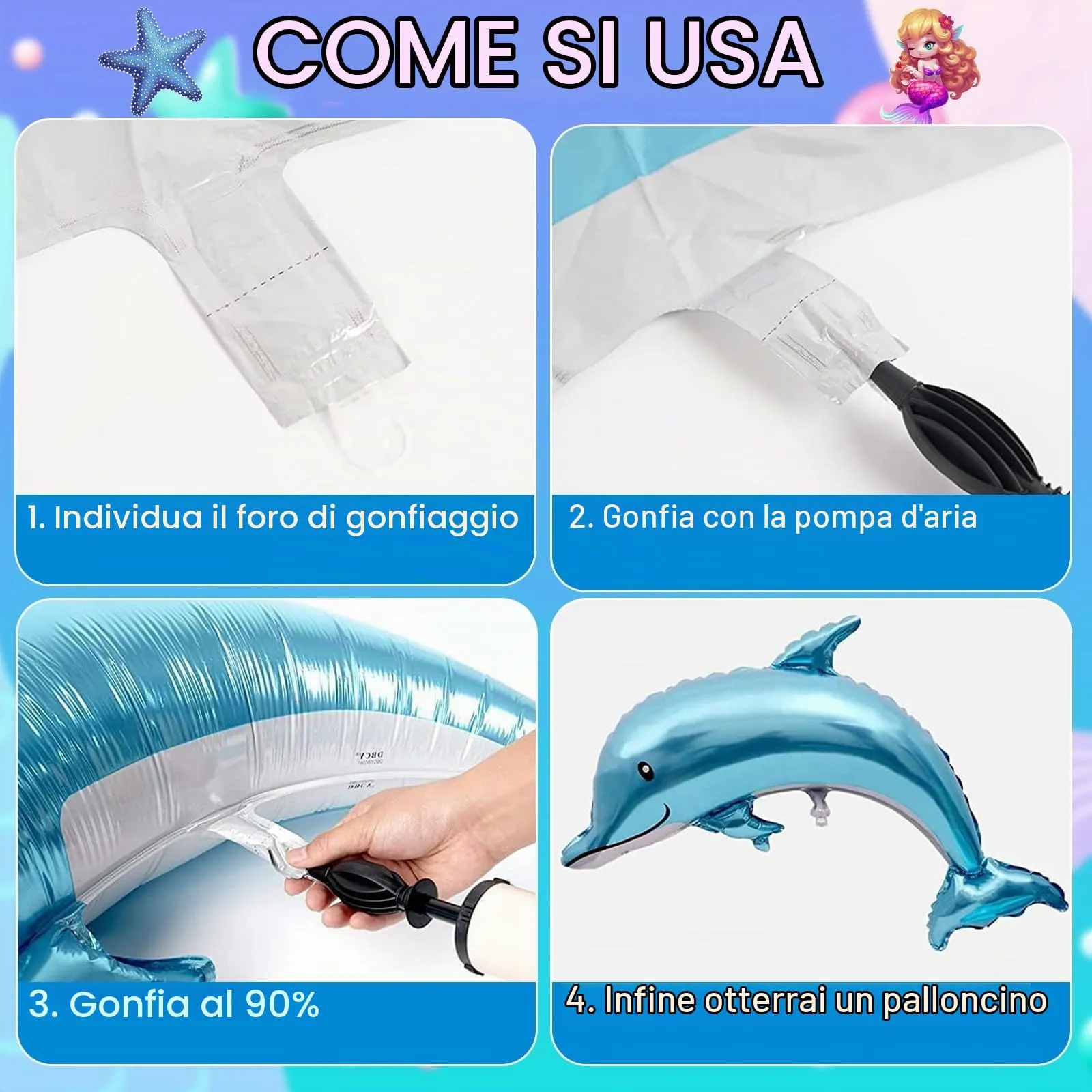 5pcs Palloncini Delfini,Palloncino Delfino Colorato,Set di palloncini Giant - immagine 3