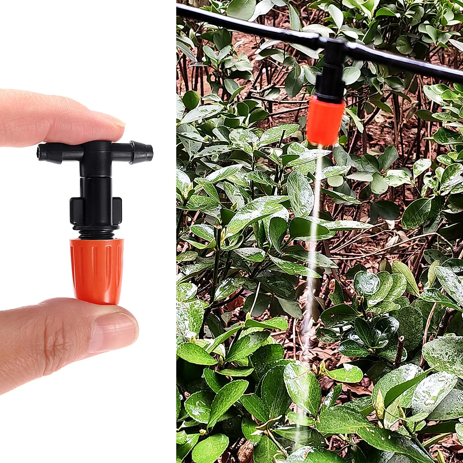VooGenzek 30 Pezzi Ugelli per Nebulizzatori Connettore a T, Ugello Nebulizzazione Impianto di Raffreddamento, Giunti a T Nebulizzazione per Prato, Arancia - immagine 5