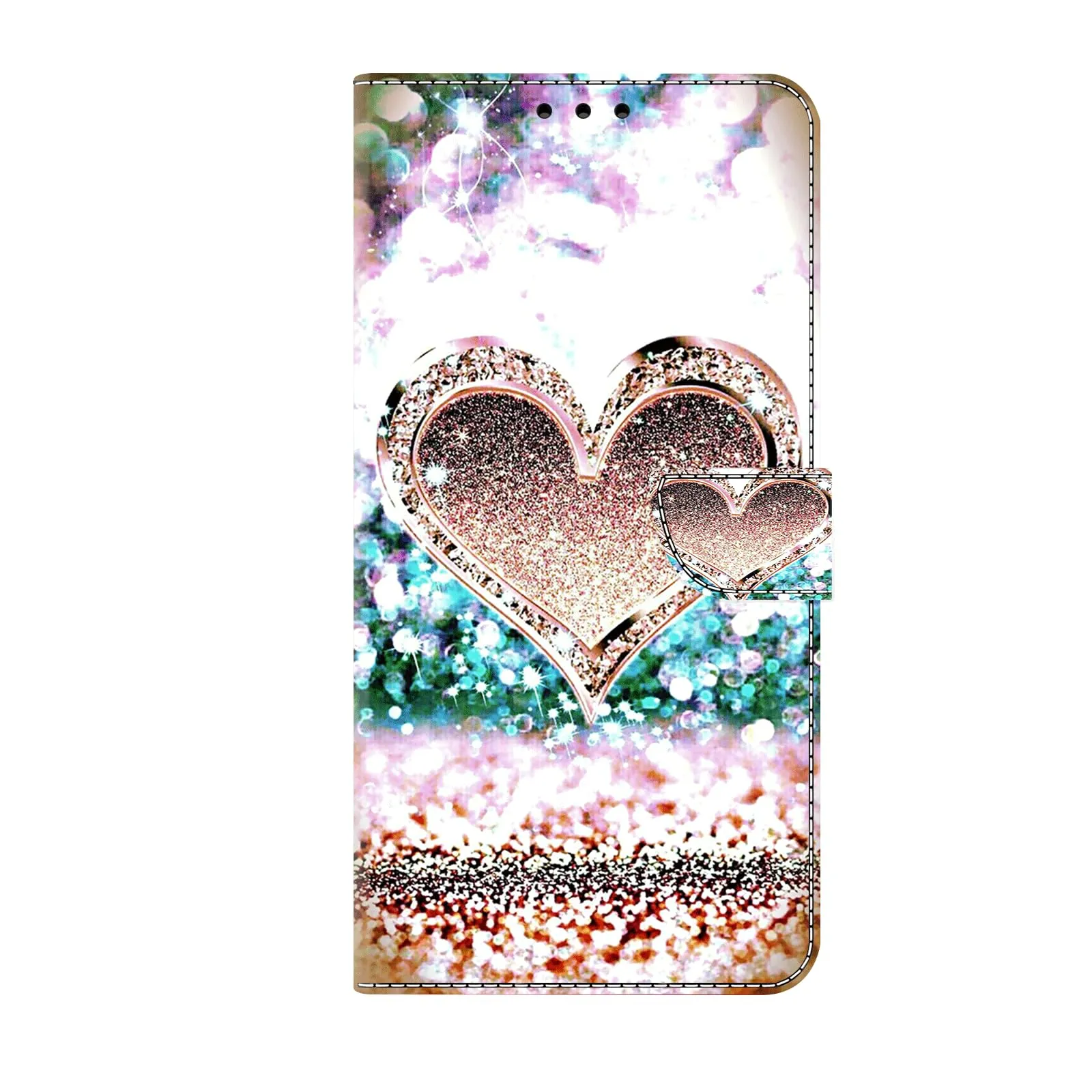 Tivenfezk Nadoli Custodia PU Pelle per Samsung Galaxy A35 5G,Colorato Dipinto Brillantini Cuore Porta Carte Magnetico Portafoglio Protettiva Cover - immagine 1