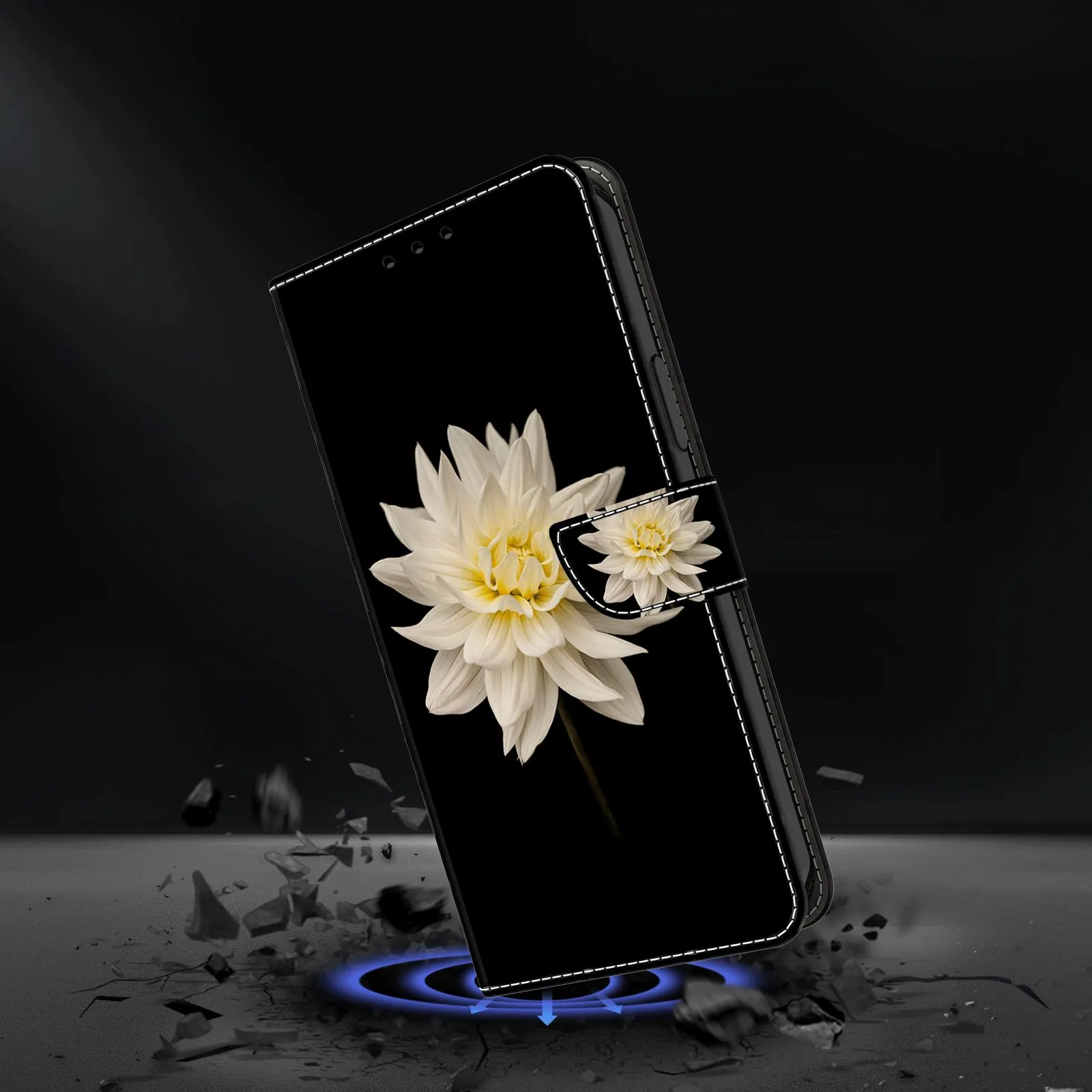 Tivenfezk Nadoli Custodia PU Pelle per Samsung Galaxy A05S,Colorato Dipinto Bianco Fiore Porta Carte Magnetico Portafoglio Protettiva Cover - immagine 2