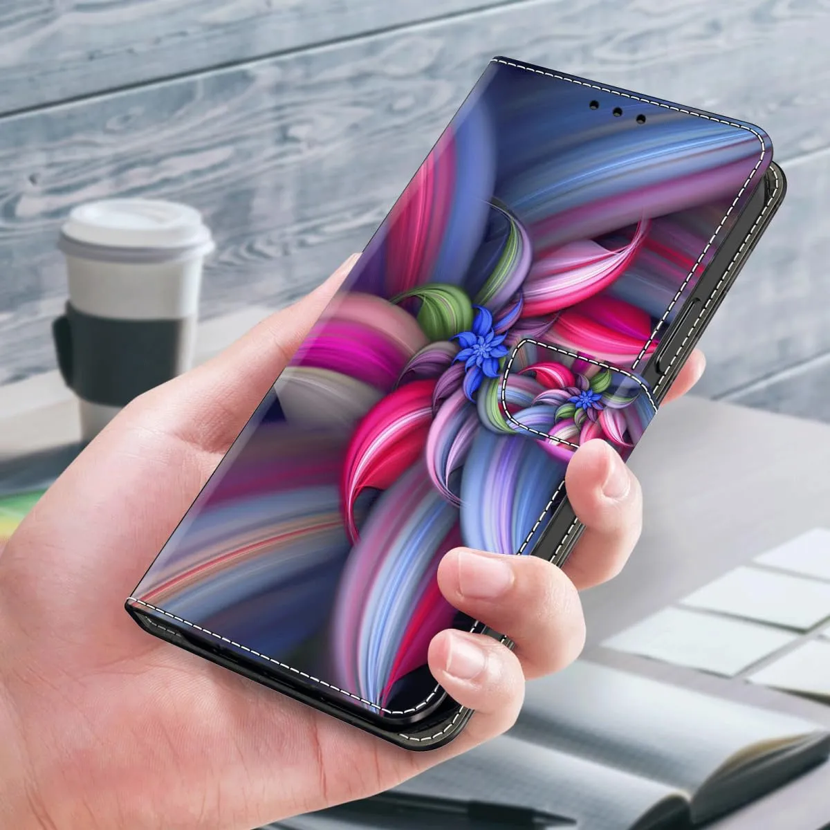 Tivenfezk Nadoli Custodia PU Pelle per Samsung Galaxy A15 5G,Colorato Dipinto Abbagliamento Fiore Porta Carte Magnetico Portafoglio Protettiva Cover - immagine 4