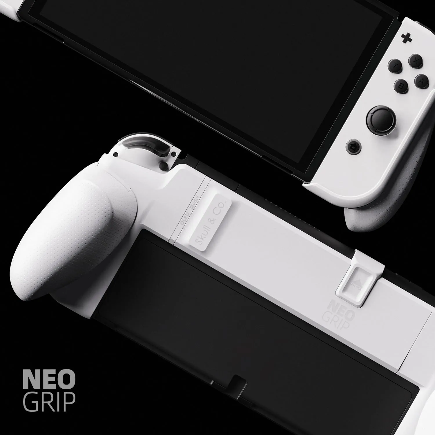 Skull & Co. NeoGrip for Nintendo Switch OLED and Regular Model: An Ergonomic Grip Hard Shell with Replaceable Grips [to fit All Hands Sizes] [No Carrying Case] - OLED White - immagine 2