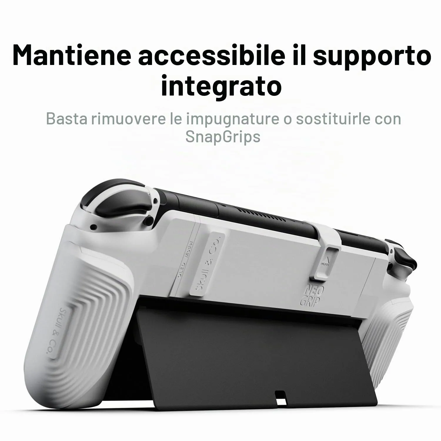 Skull & Co. NeoGrip for Nintendo Switch OLED and Regular Model: An Ergonomic Grip Hard Shell with Replaceable Grips [to fit All Hands Sizes] [No Carrying Case] - OLED White - immagine 3