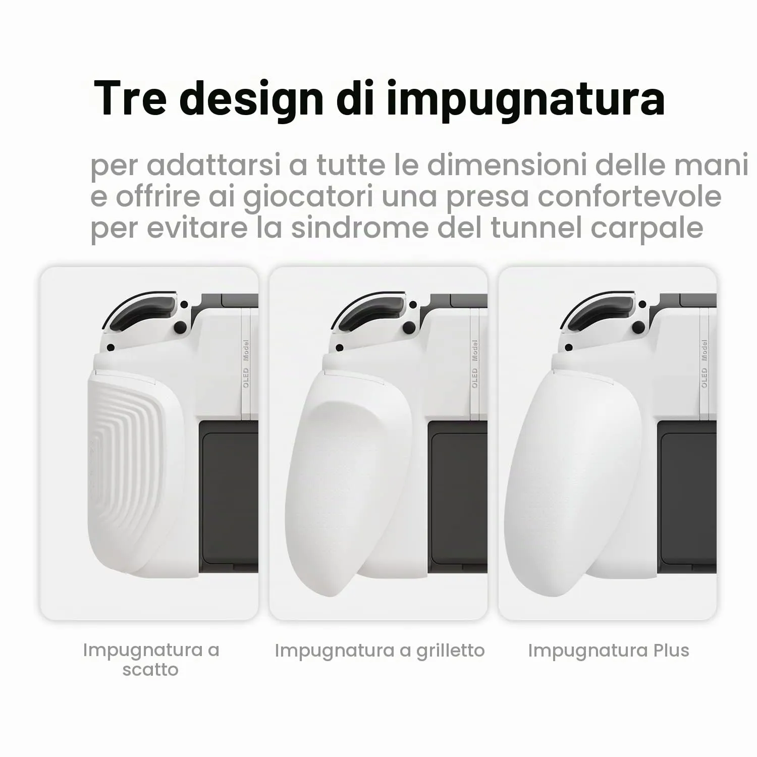 Skull & Co. NeoGrip for Nintendo Switch OLED and Regular Model: An Ergonomic Grip Hard Shell with Replaceable Grips [to fit All Hands Sizes] [No Carrying Case] - OLED White - immagine 4