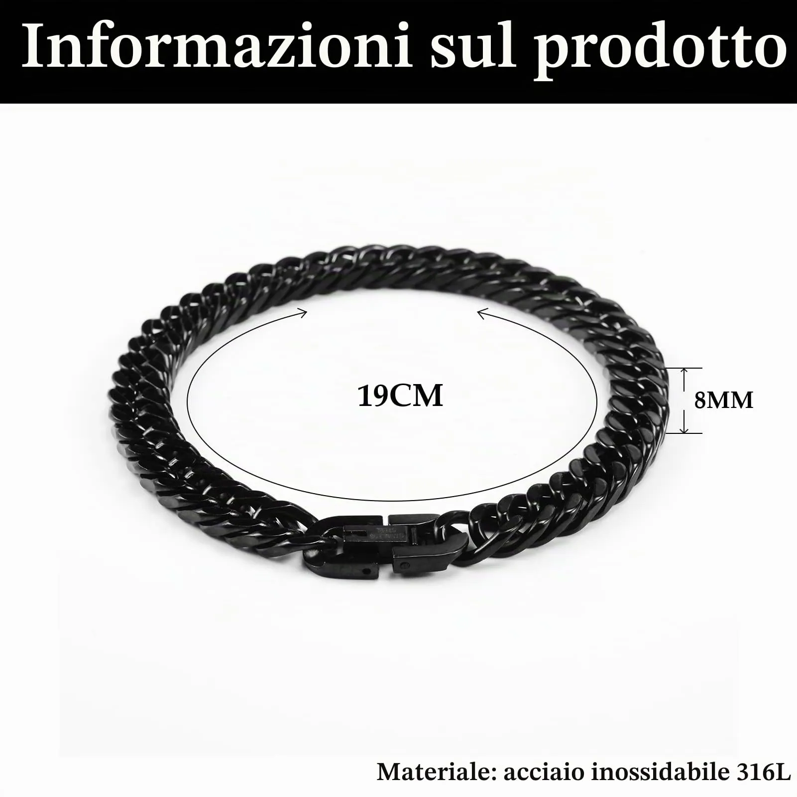 VGWON Bracciale Cubano in Acciaio Inox 316L per Uomo con Chiusura - immagine 3