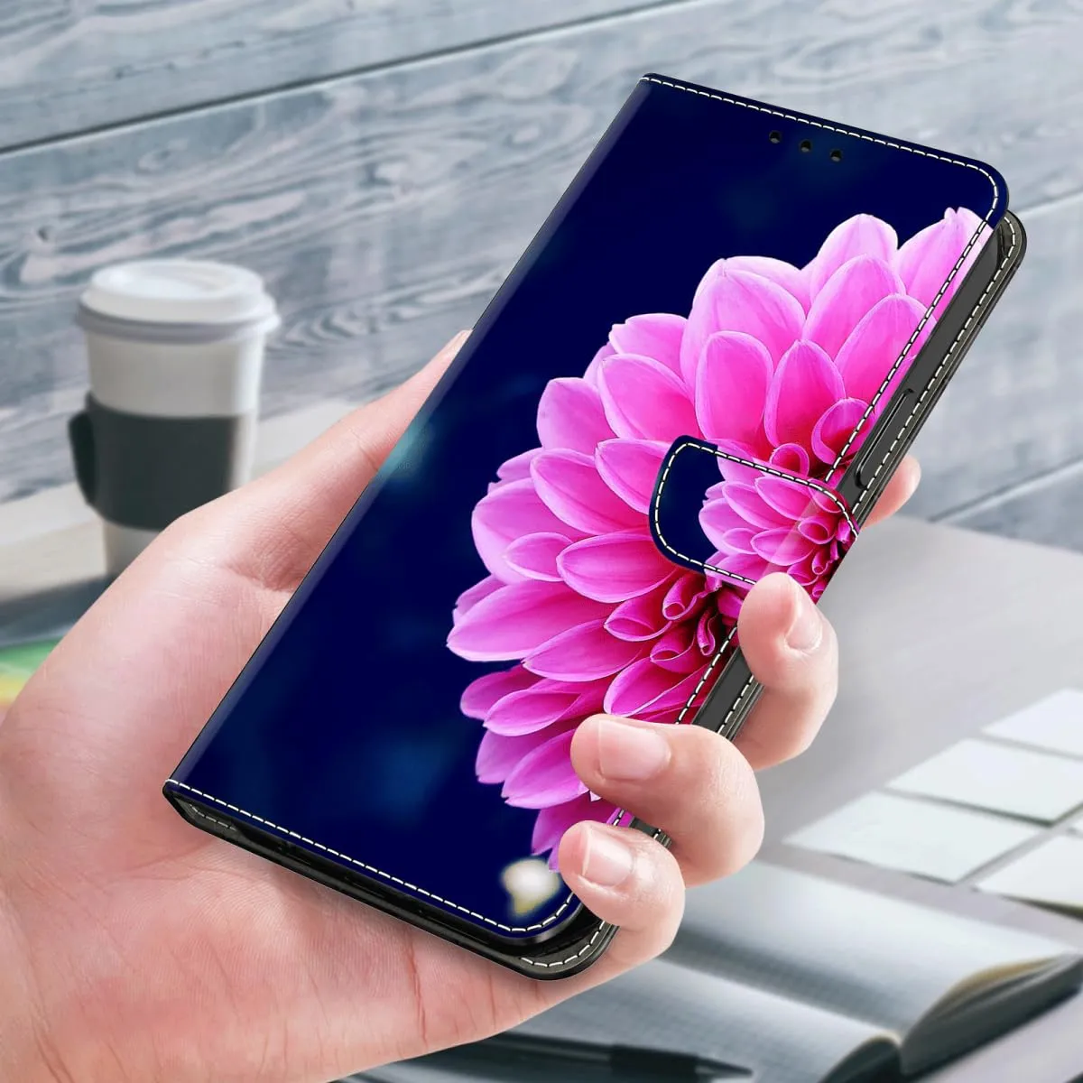 Tivenfezk Nadoli Custodia PU Pelle per Samsung Galaxy A24 4G,Colorato Dipinto Rosa Petalo Porta Carte Magnetico Portafoglio Protettiva Cover - immagine 4