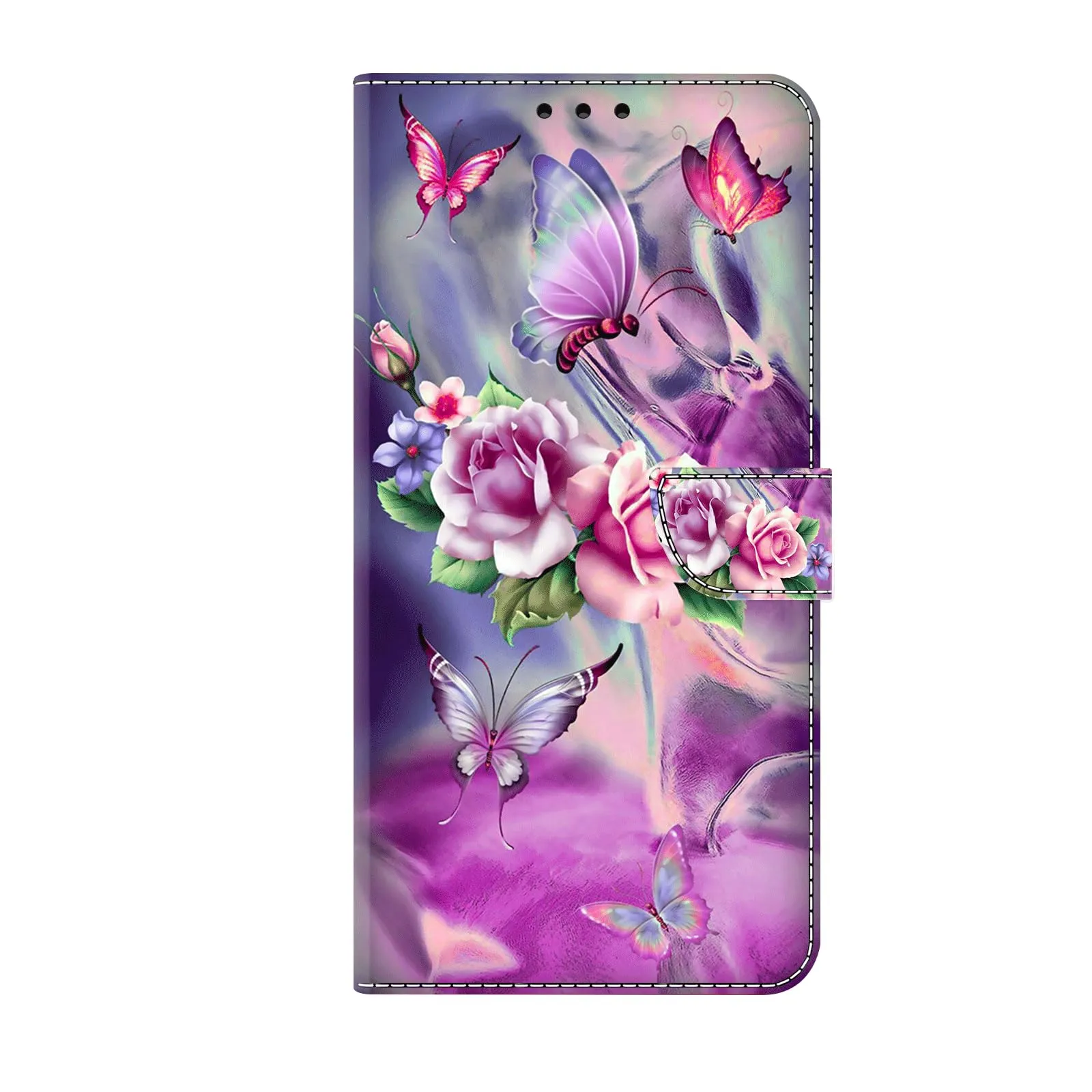 Tivenfezk Nadoli Custodia PU Pelle per Samsung Galaxy A24 4G,Colorato Dipinto Farfalla Fiore Porta Carte Magnetico Portafoglio Protettiva Cover - immagine 1
