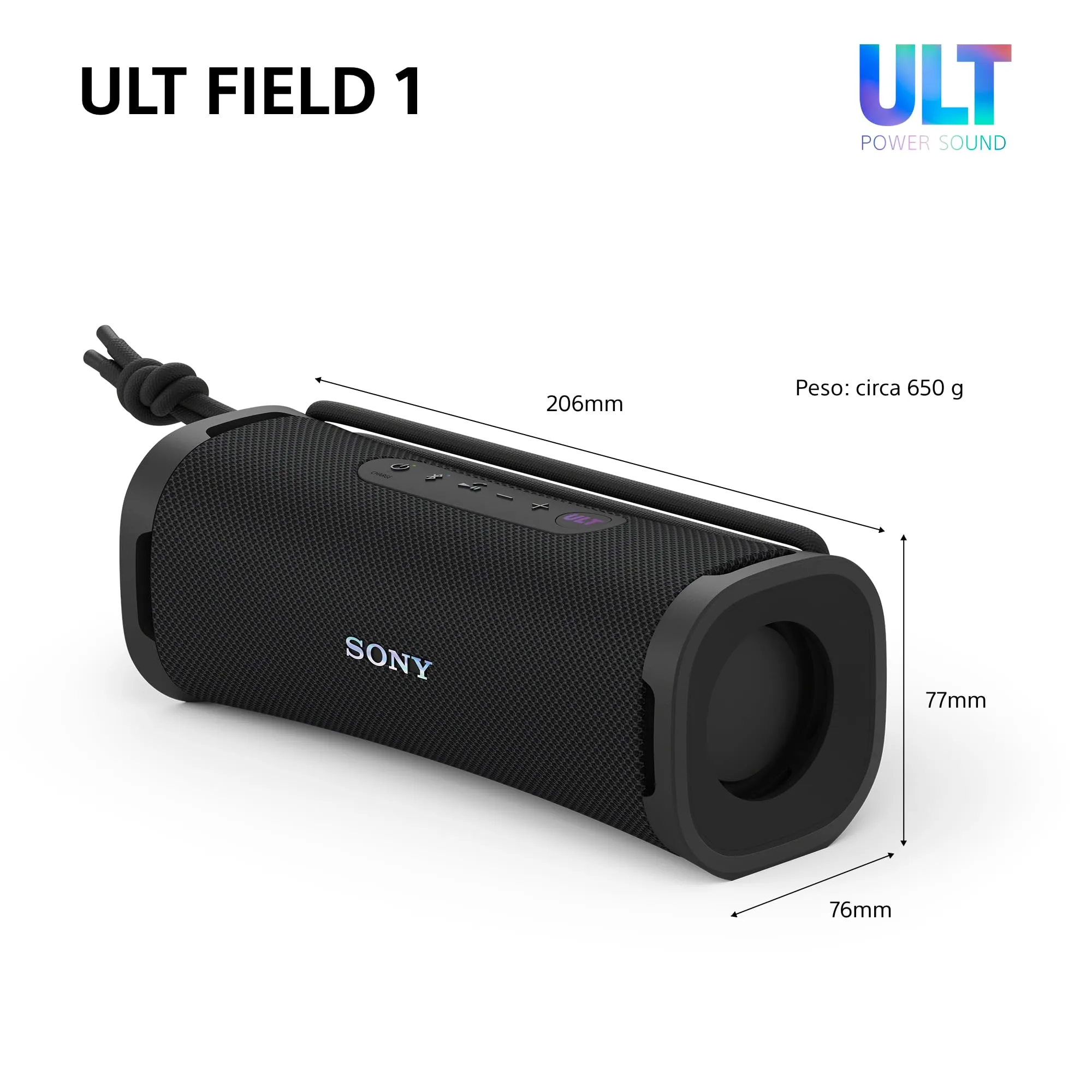 Sony ULT FIELD 1 | Speaker portatile wireless Bluetooth con ULT POWER SOUND, bassi profondi, IP67, impermeabile, antipolvere, antiurto, batteria da 12 ore, qualità chiamata chiara, viaggio - Nero - immagine 9
