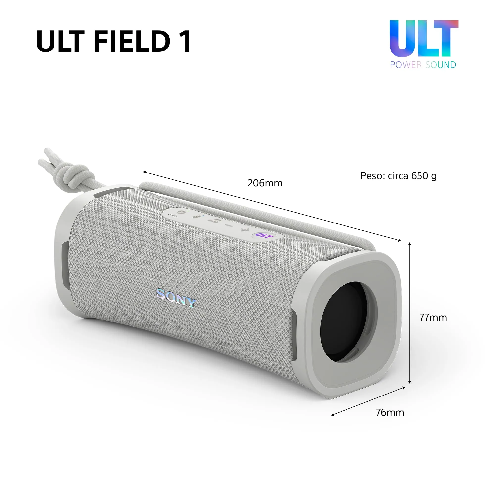 Sony ULT FIELD 1 | Speaker portatile wireless Bluetooth con ULT POWER SOUND, bassi profondi, IP67, impermeabile, antipolvere, antiurto, batteria da 12 ore, qualità chiamata chiara, viaggio - Off White - immagine 9