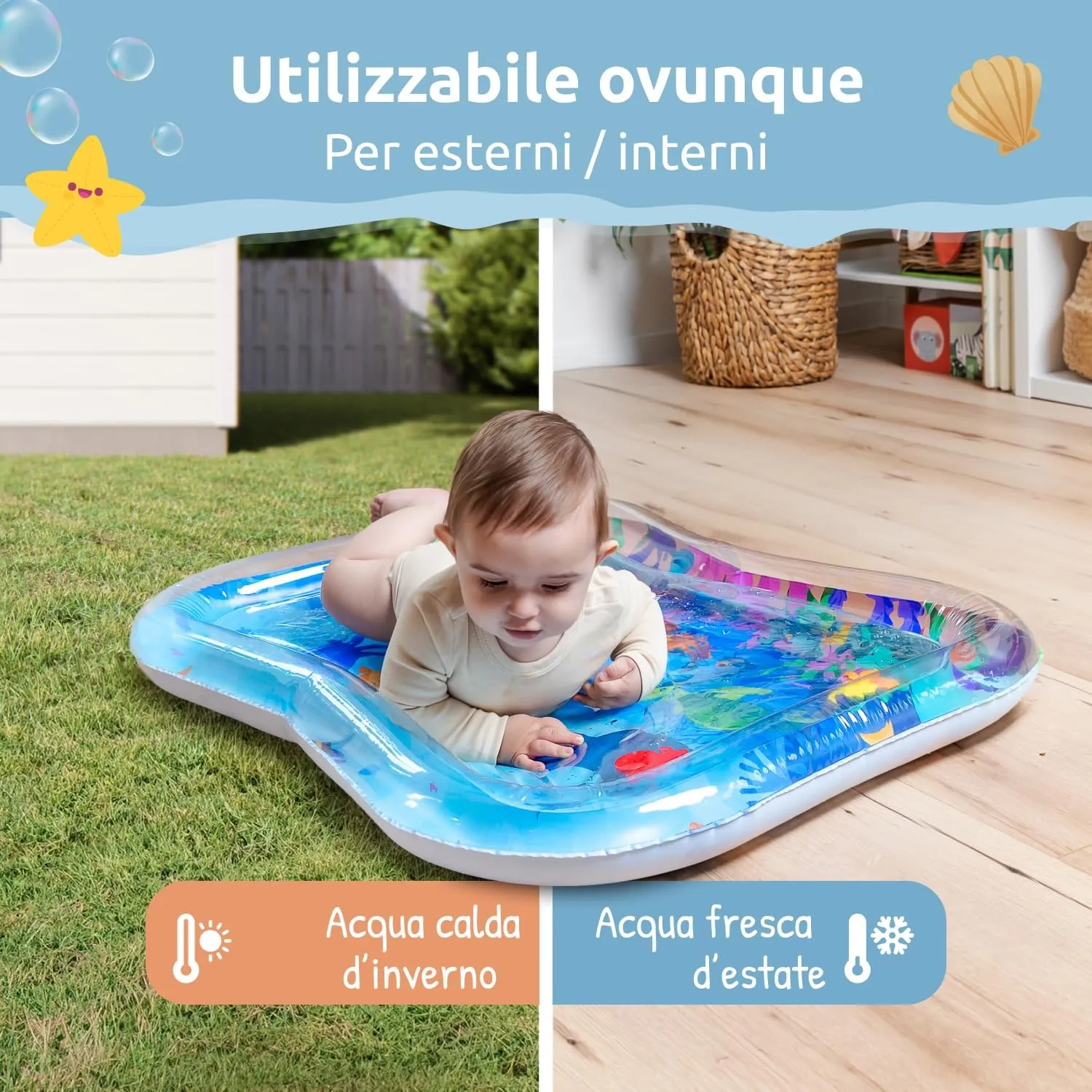 Mallie® Tappetino Tummy Time Neonato XXL, Cuscino Tummy Time Neonato: Tappeto ad Acqua Gonfiabile. Giochi Sensoriali Neonati e Giochi Tummy Time Neonato 0-3 0-6 Mesi. Regalo Nascita Bimbo Bimba - immagine 6