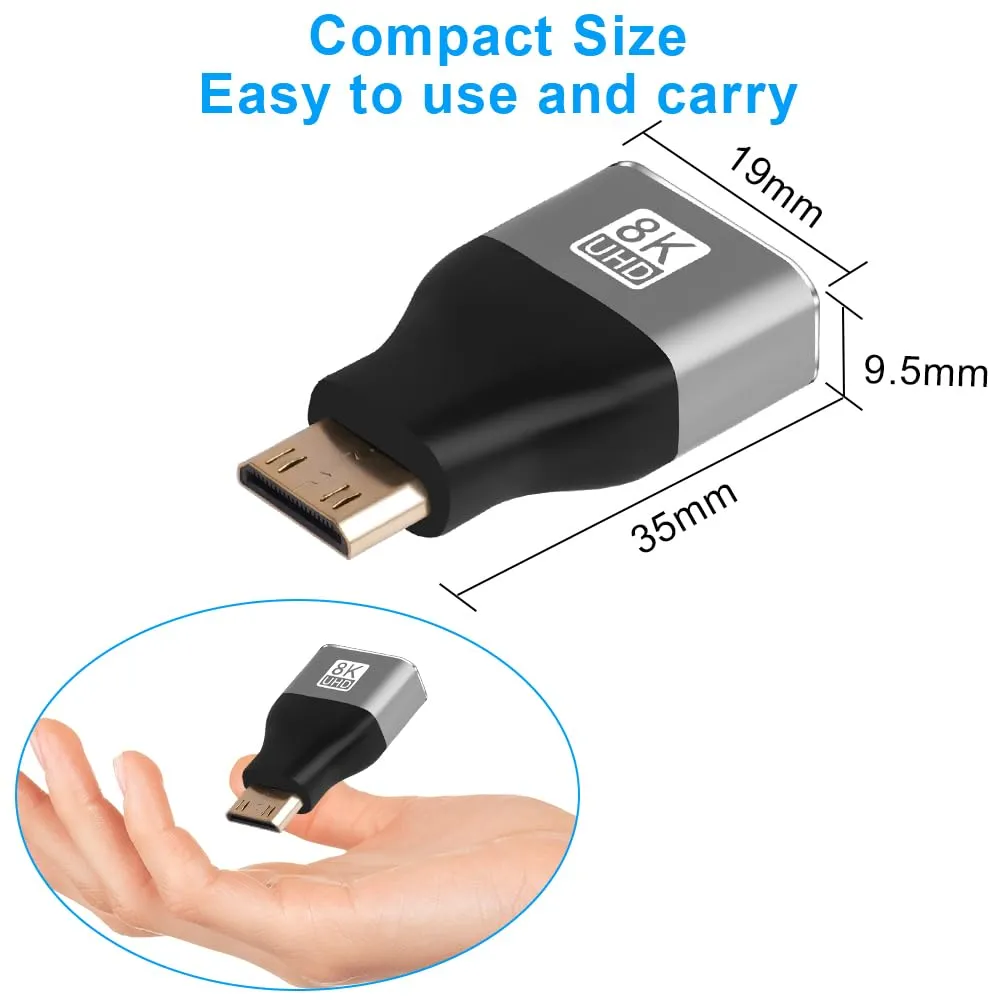 AXFEE Adattatore 2 in 1 da mini maschio a HDMI femmina, 8K a 60 Hz - immagine 3