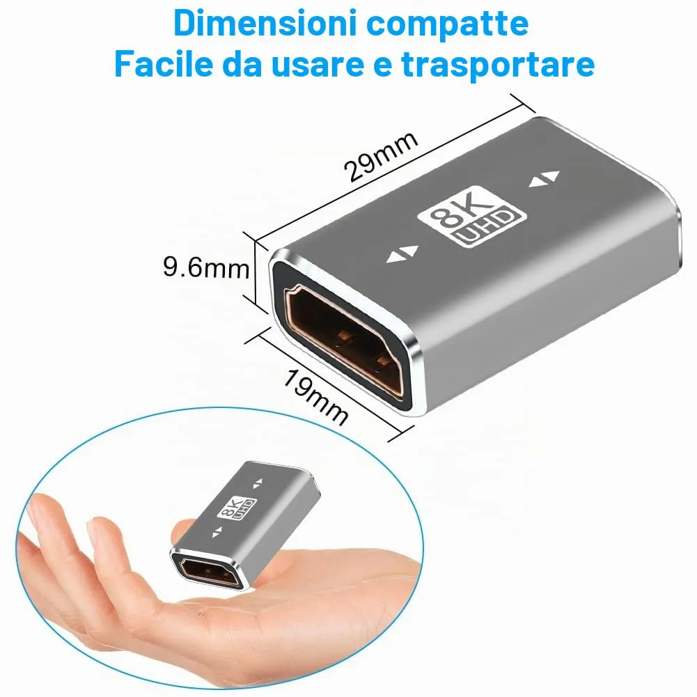 AXFEE 2 Adattatori HDMI Femmina a Femmina, 8K a 60Hz, Accoppiatore HDMI - immagine 2