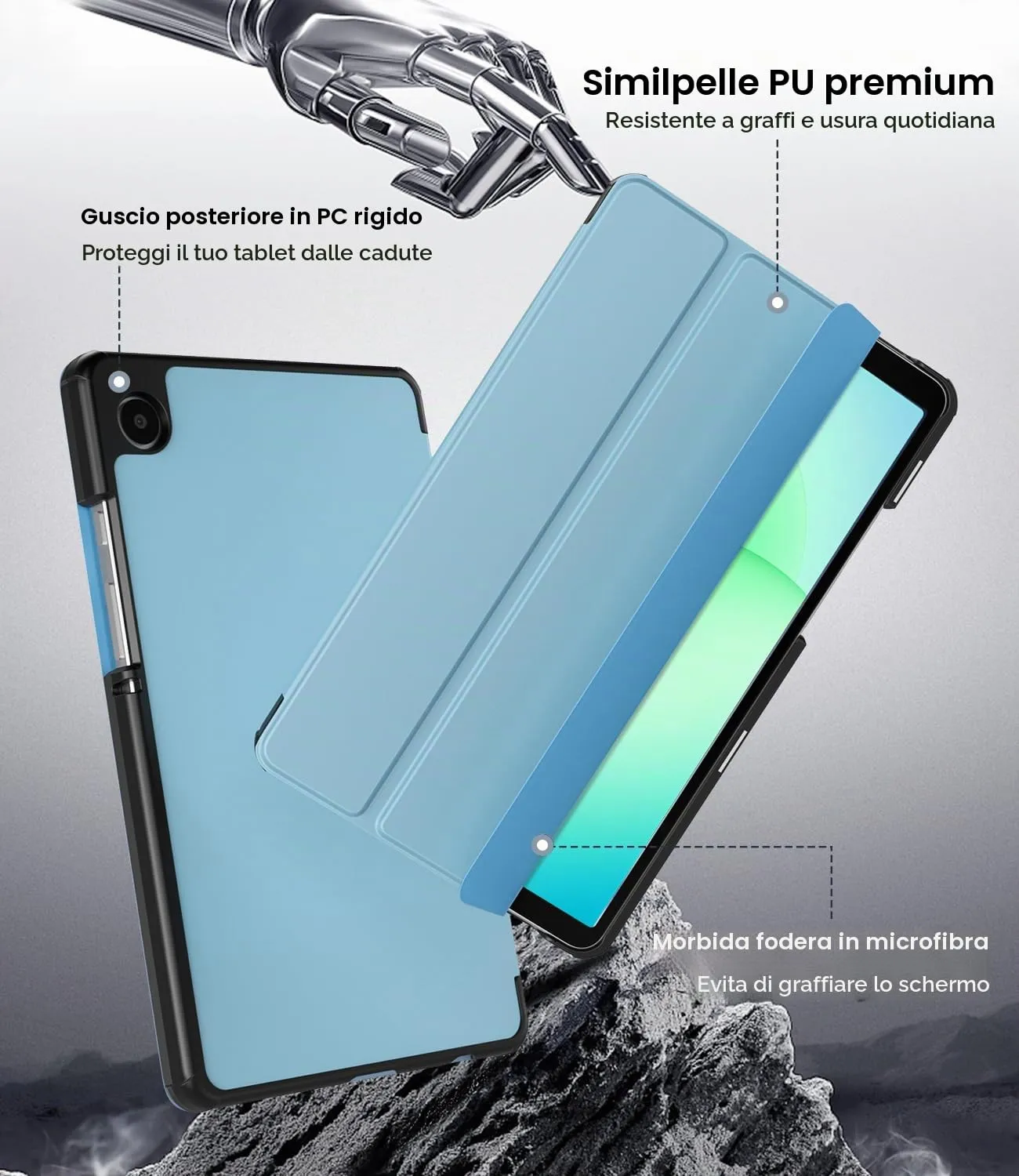 TiMOVO Cover per Samsung Galaxy Tab A11/A9 8,7 Pollici, BluNebbioso - immagine 4