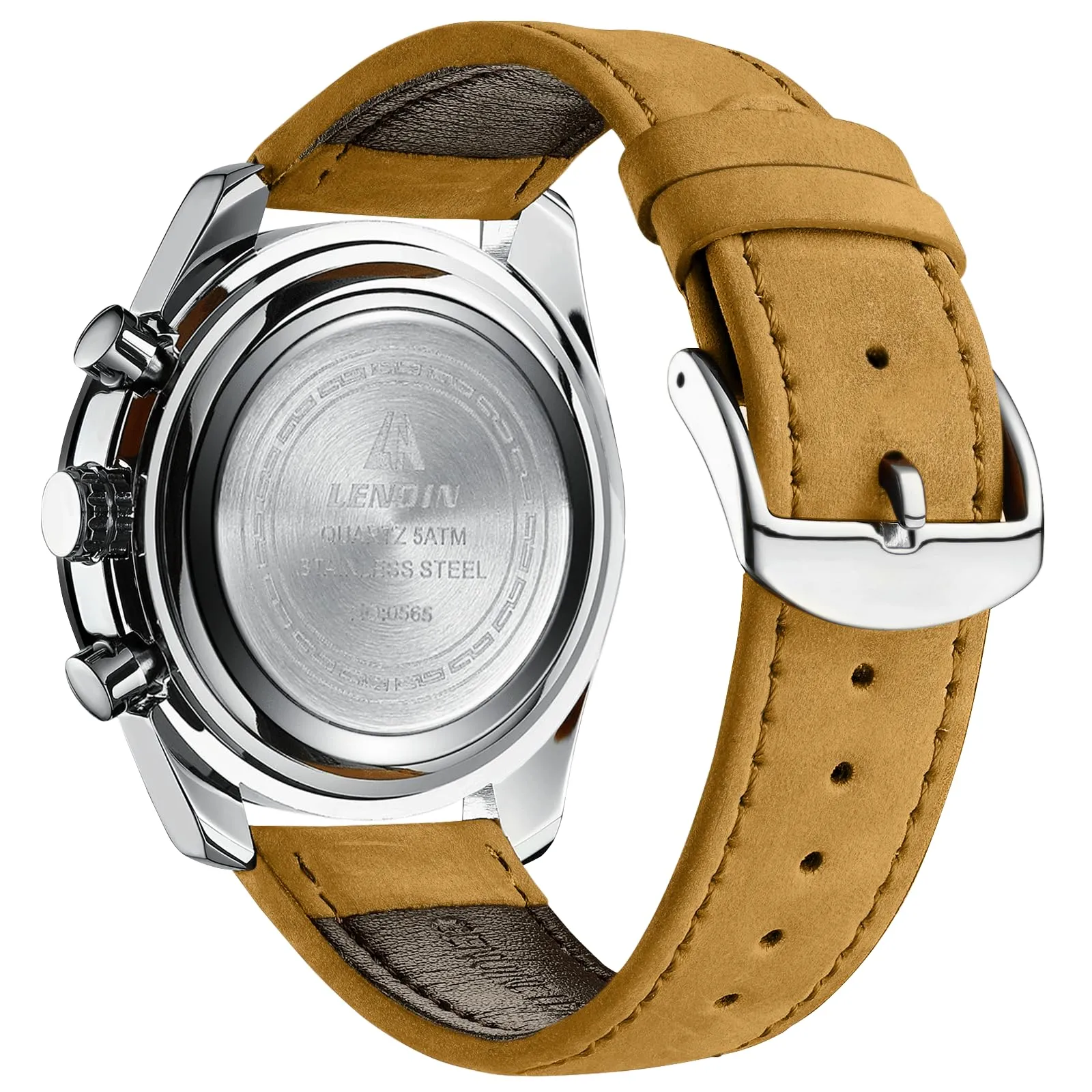 LN LENQIN Orologio Uomo Analogico al Quarzo con Cinturino in Pelle - immagine 2