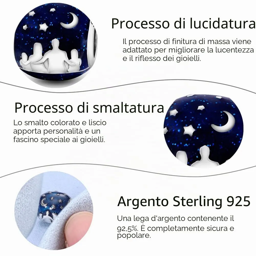 QIKAOLA Ciondolo Bead Charm Perline in argento sterling S925 per bracciali e collane europee per donne - immagine 3