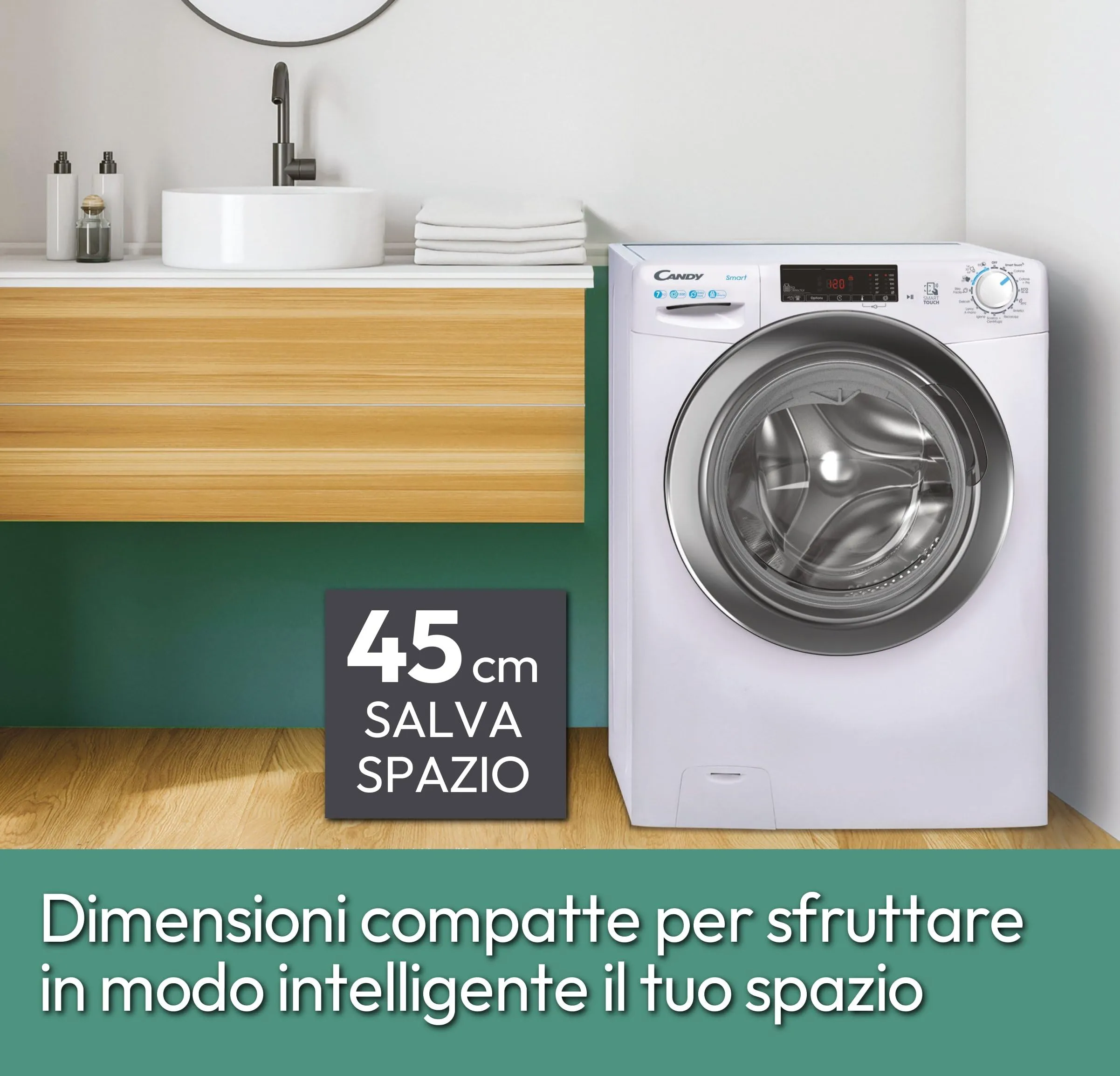 Candy Smart Lavatrice 7 Kg, 1200 Giri, Classe C, Bianco - immagine 7