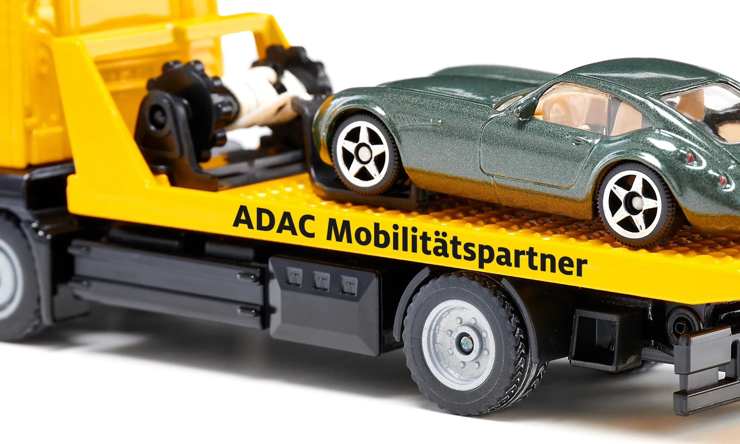 Siku 2722, Carro Attrezzi MAN ADAC, Inclusa Auto Giocattolo, 1:55, Metallo/Plastica, Giallo, Fedele all'Originale, Verricello a Cavo Estensibile, Piattaforma di Trasporto Inclinabile e Abbattibile - immagine 5