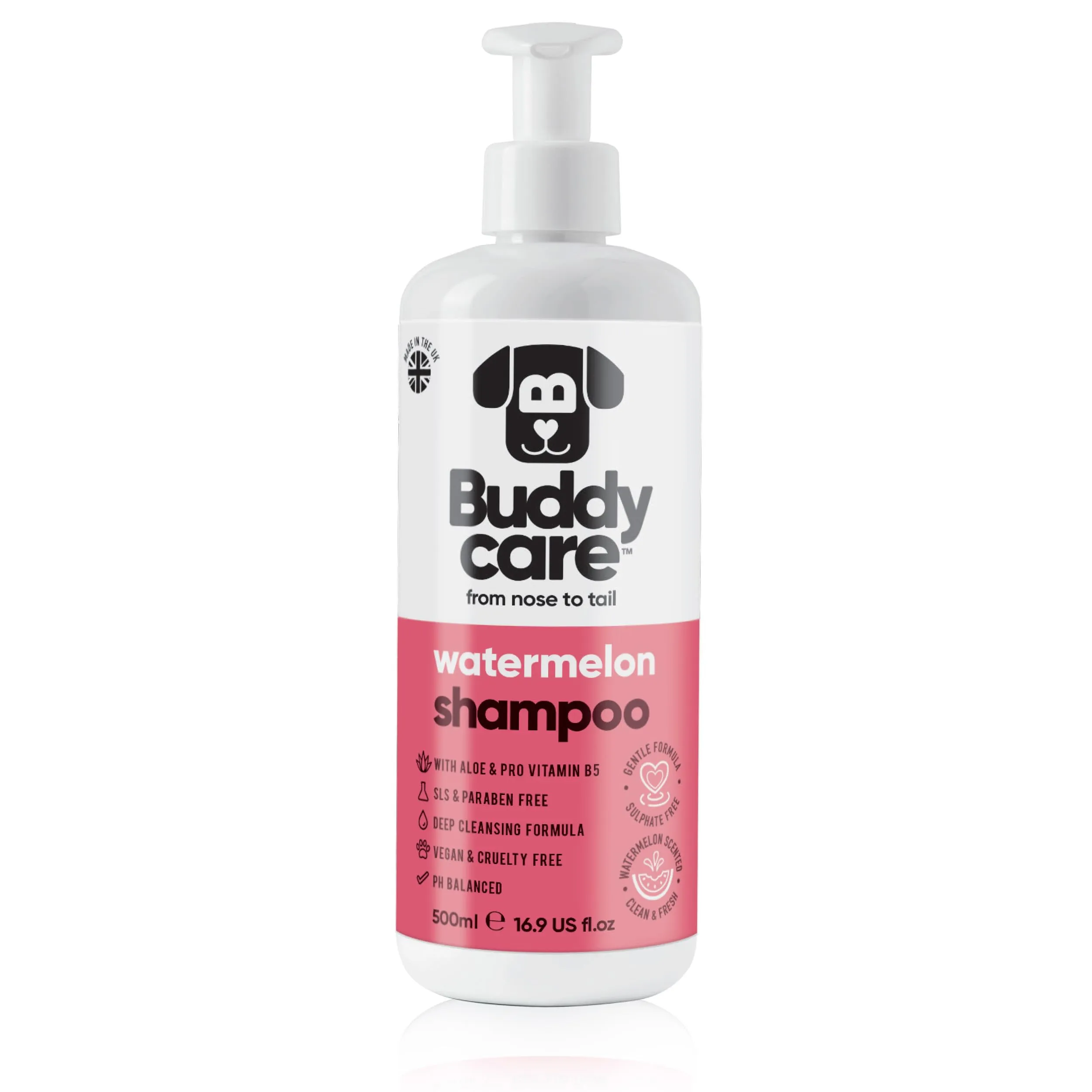 Shampoo per cani all'anguria di Buddycare – Shampoo detergente profondo per cani – Profumo fruttato – con aloe vera e pro vitamina B5 (500 ml) - immagine 1