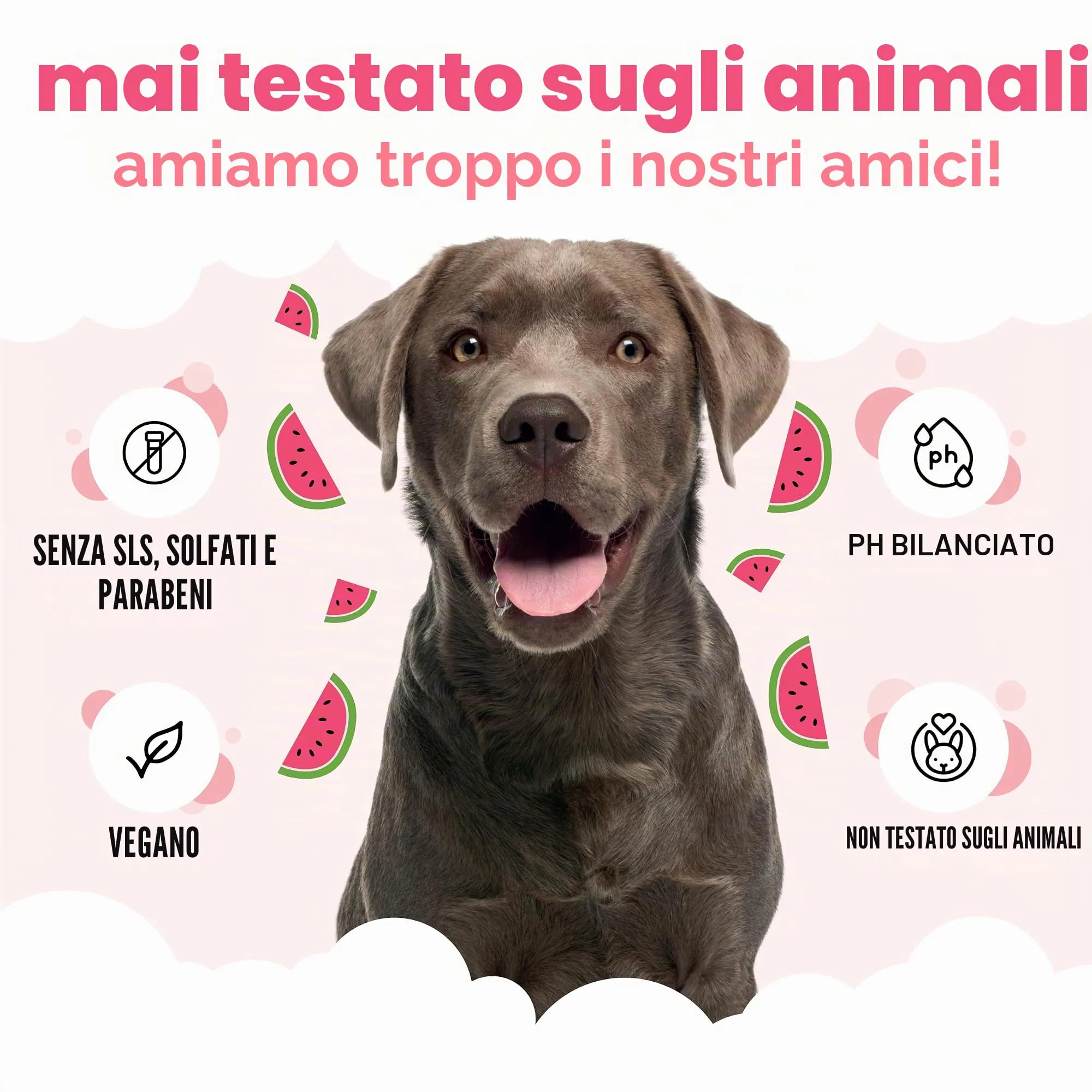 Shampoo per cani all'anguria di Buddycare – Shampoo detergente profondo per cani – Profumo fruttato – con aloe vera e pro vitamina B5 (500 ml) - immagine 5
