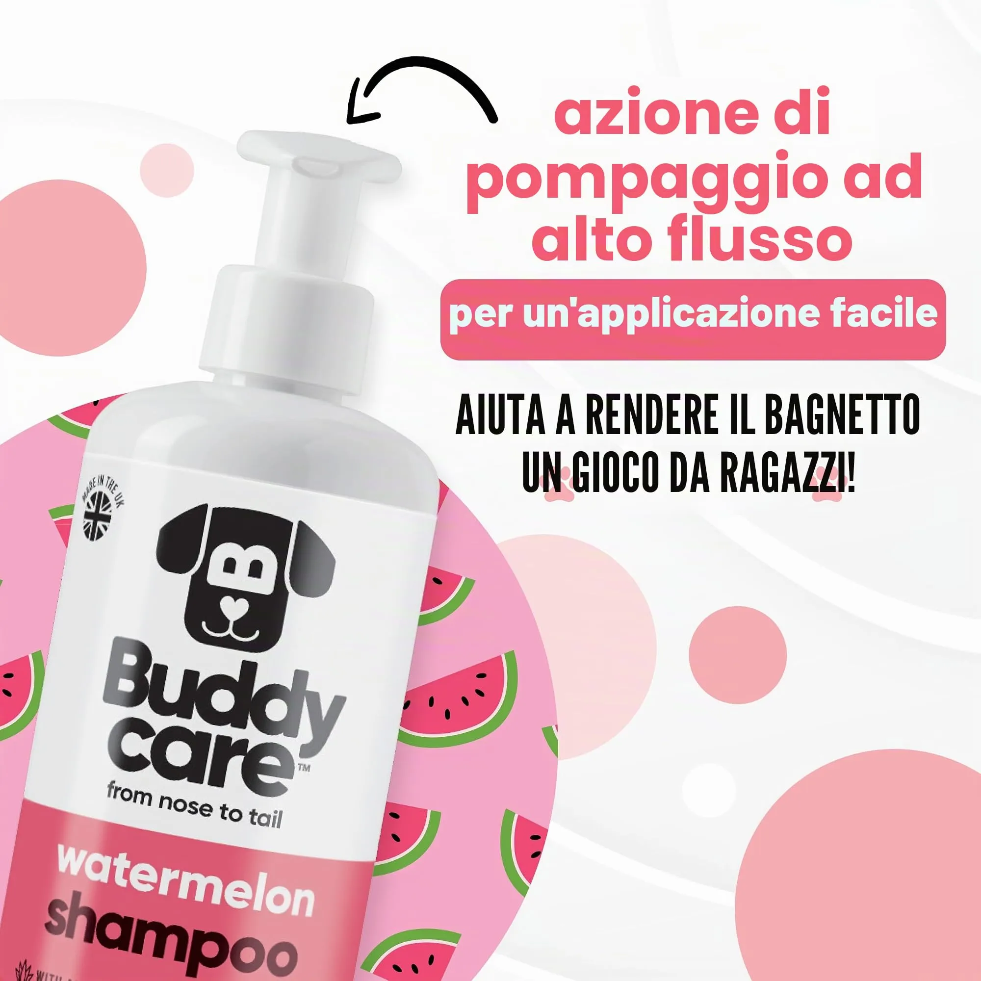 Shampoo per cani all'anguria di Buddycare – Shampoo detergente profondo per cani – Profumo fruttato – con aloe vera e pro vitamina B5 (500 ml) - immagine 6